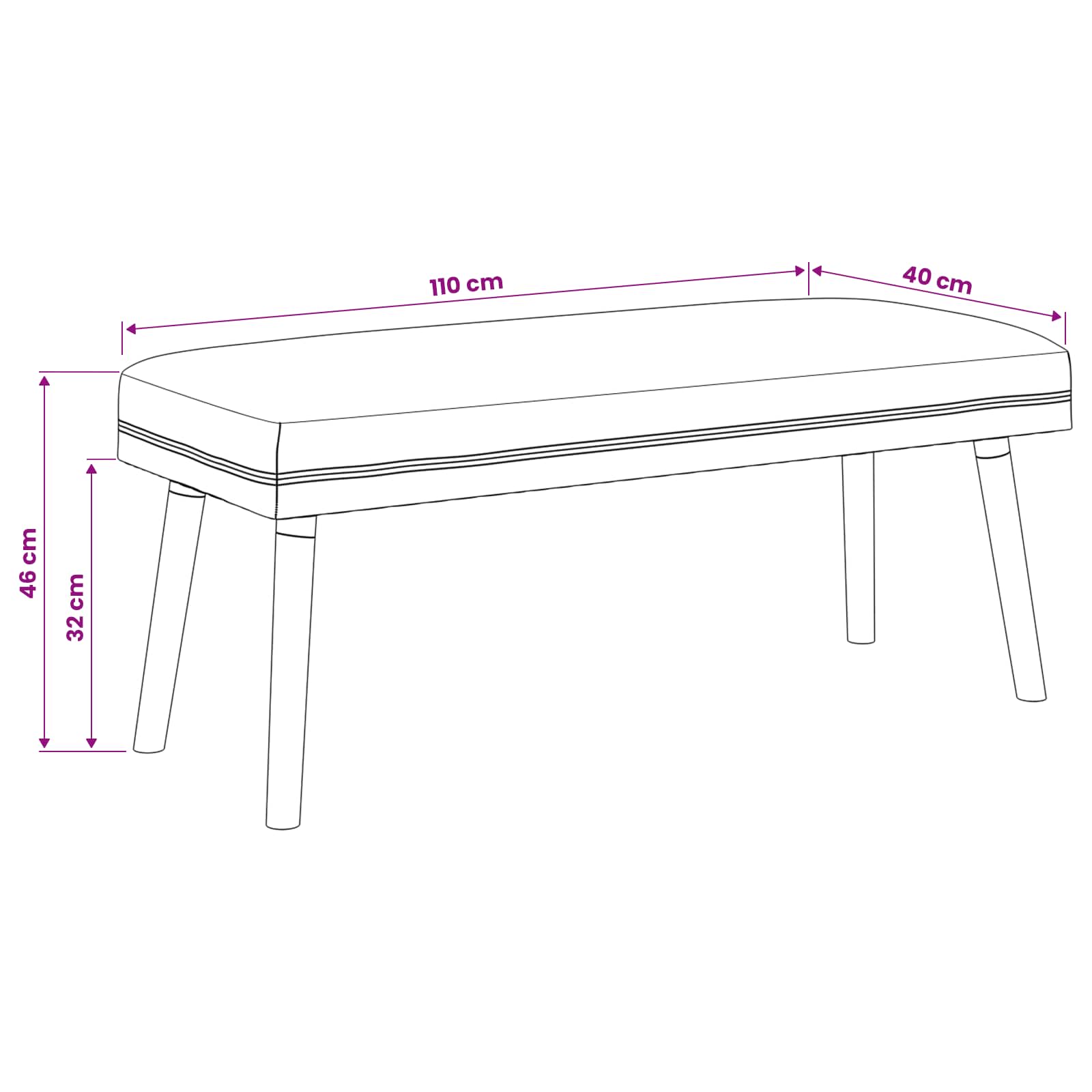 Bank Effen Roze 110 x 40 x 46 cm Bouclé