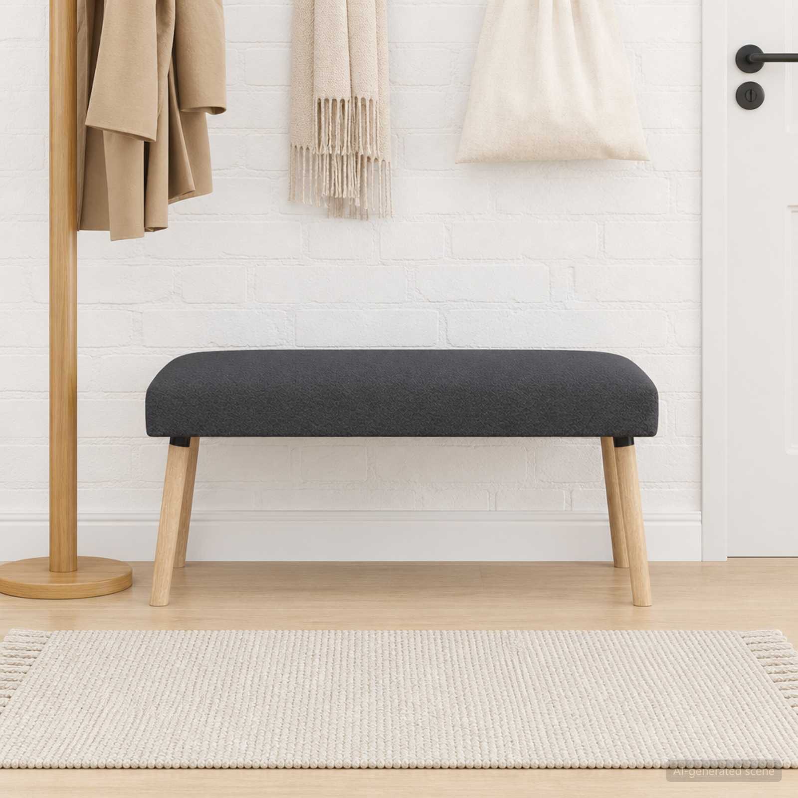 Bank Effen Donkergrijs 110 x 40 x 46 cm Bouclé