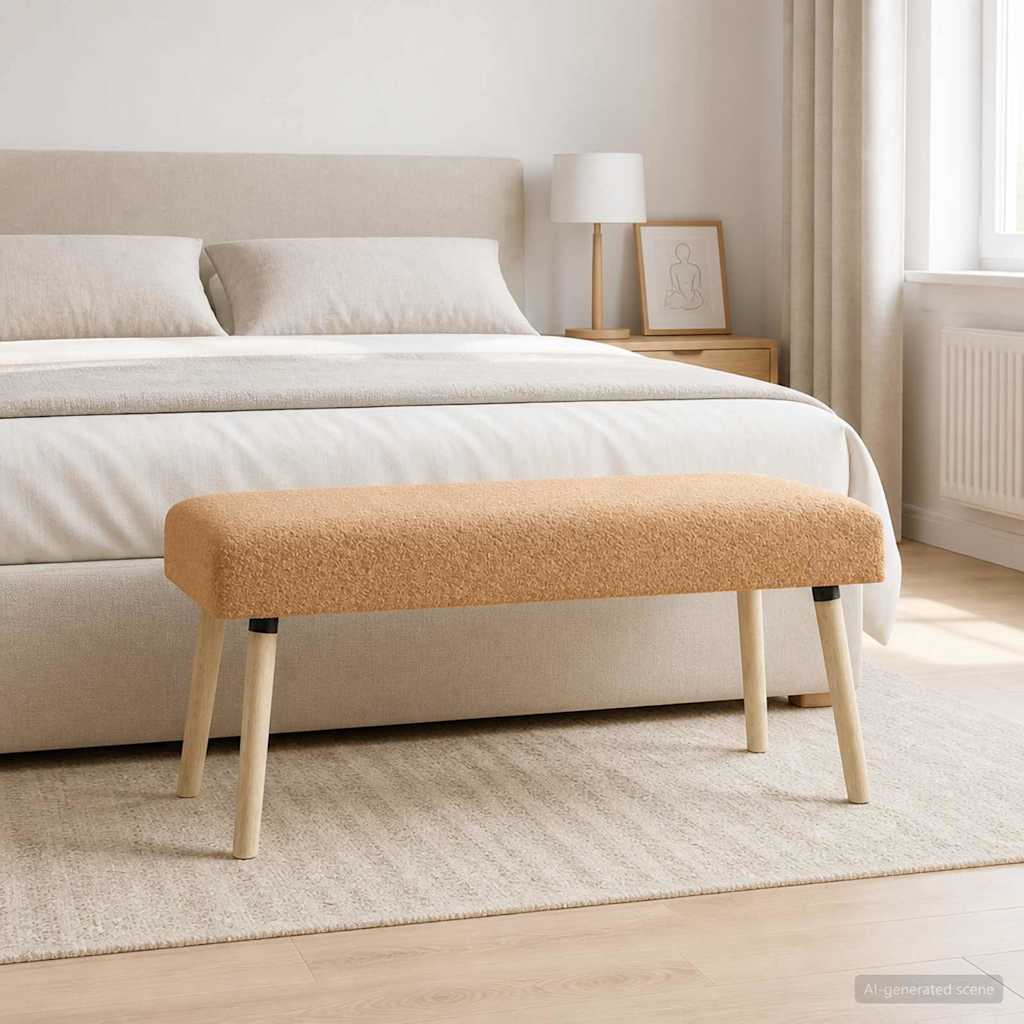 Bank Effen Beige 110 x 40 x 46 cm Bouclé