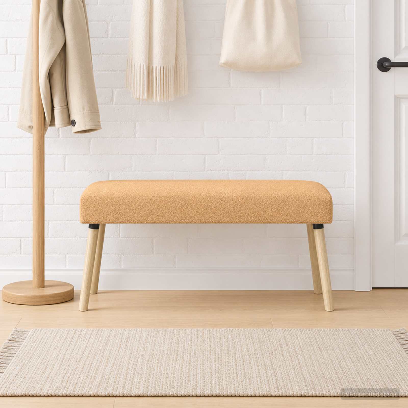 Bank Effen Beige 110 x 40 x 46 cm Bouclé