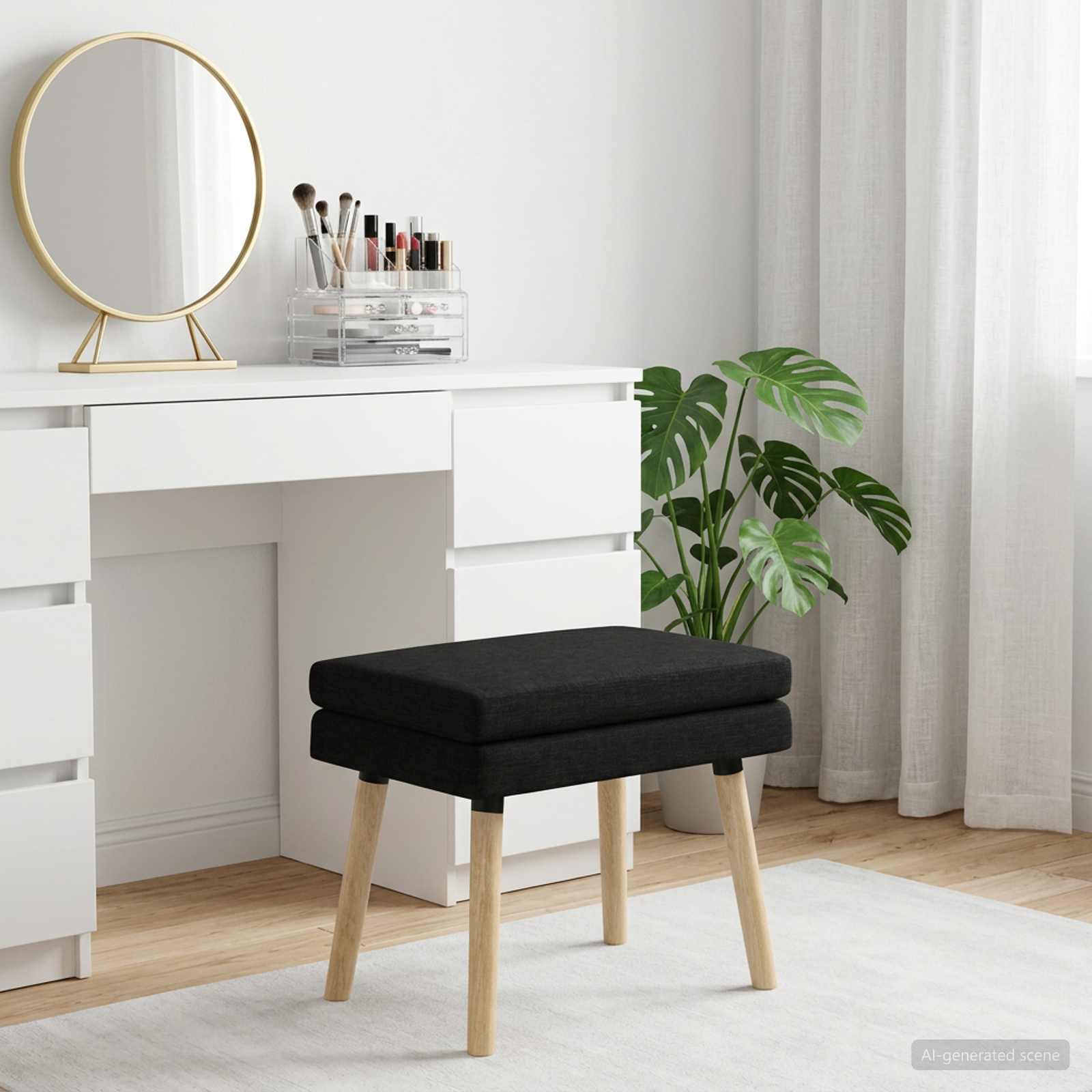 Dubbel Laagige Bank Zwart 60 x 40 x 46 cm Stof