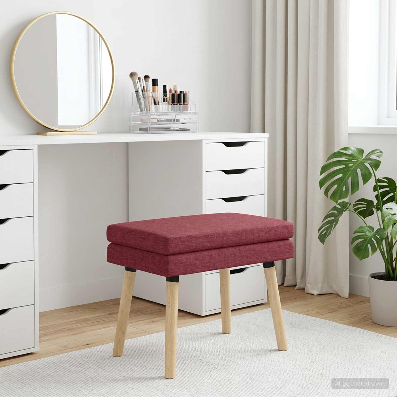 Dubbel Laagige Bank Wijnrood 60 x 40 x 46 cm Stof