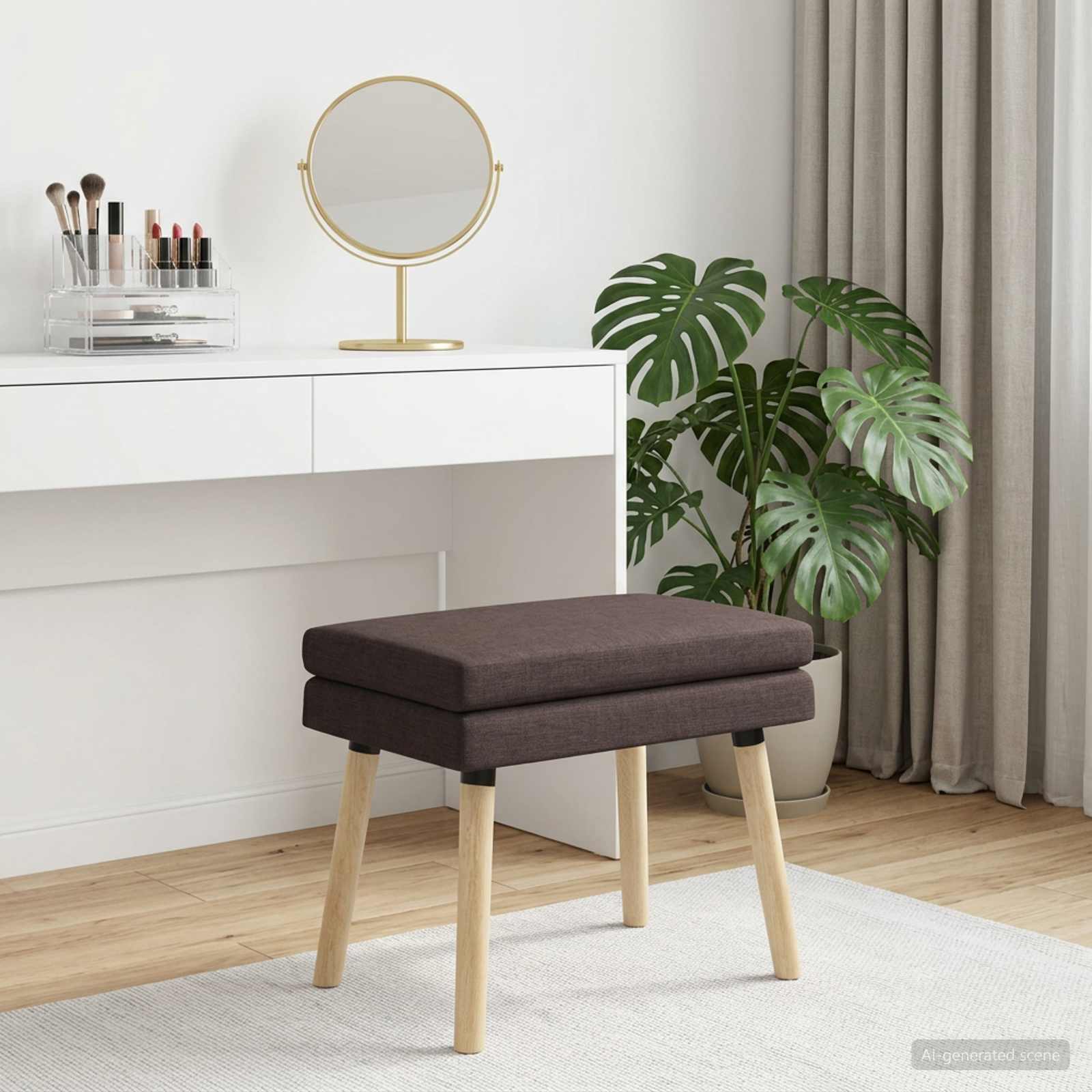 Dubbel Laagige Bank Donkerbruin 60 x 40 x 46 cm Stof