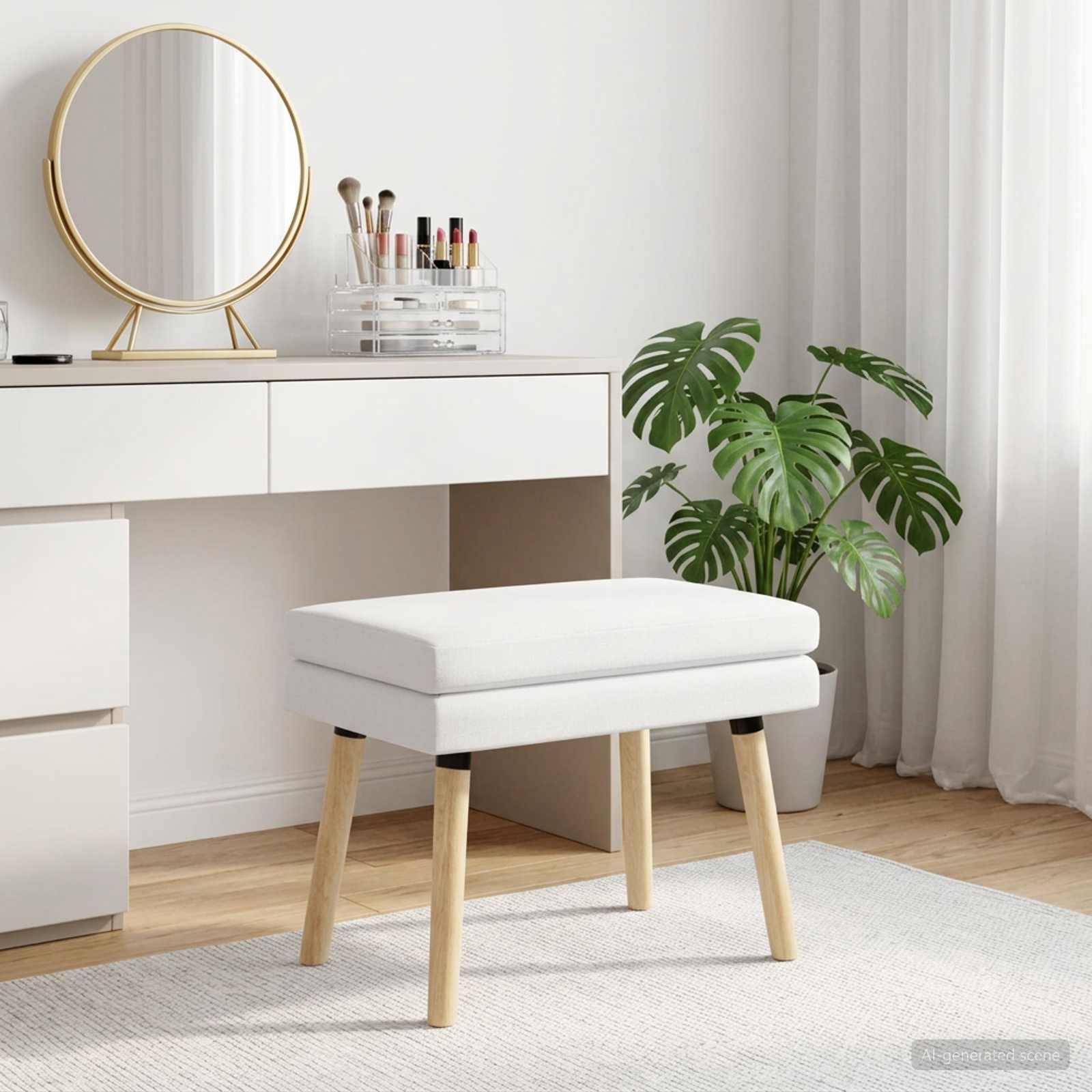 Dubbel Laagige Bank Wit 60 x 40 x 46 cm Stof