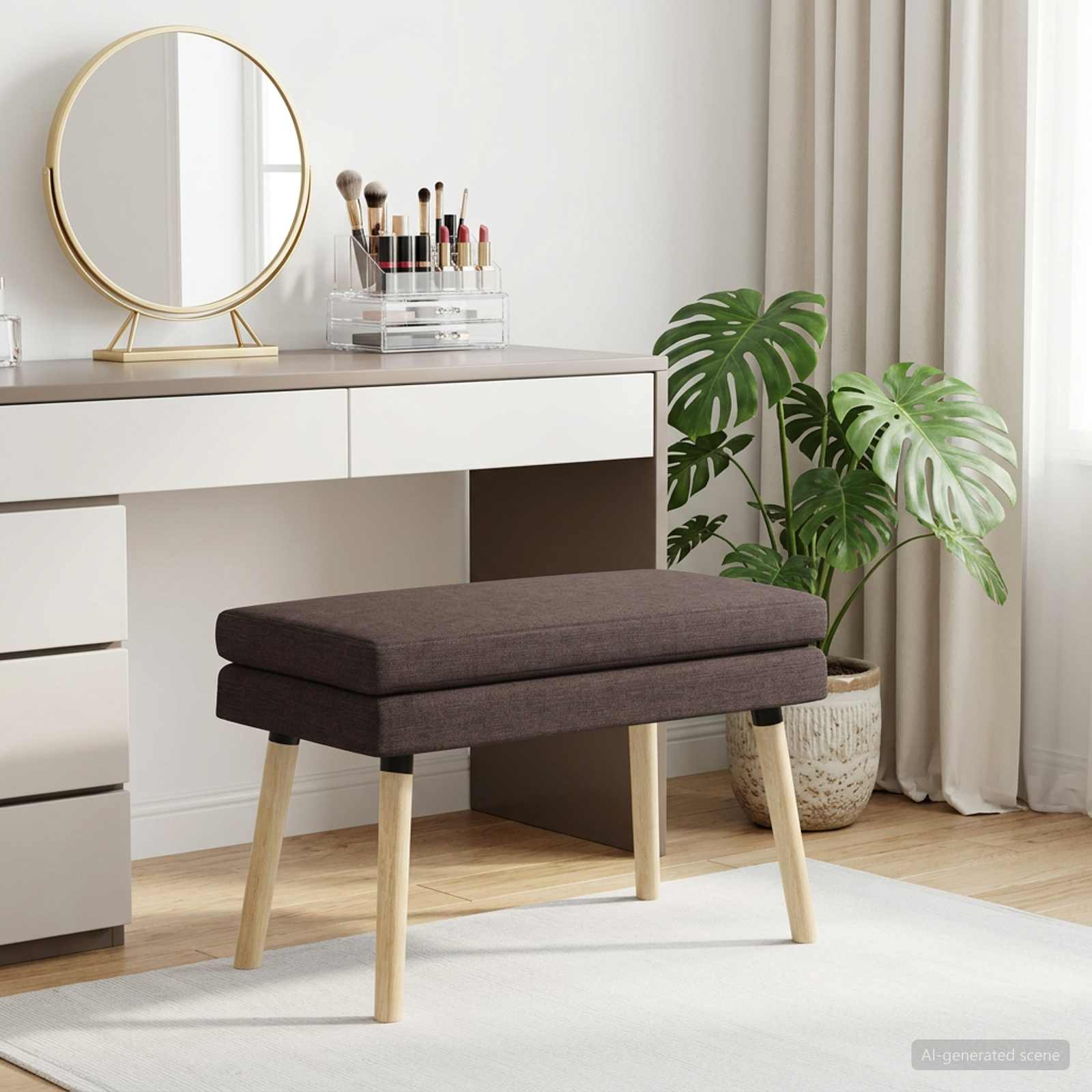 Dubbel Laagige Bank Donkerbruin 80 x 40 x 47 cm Stof