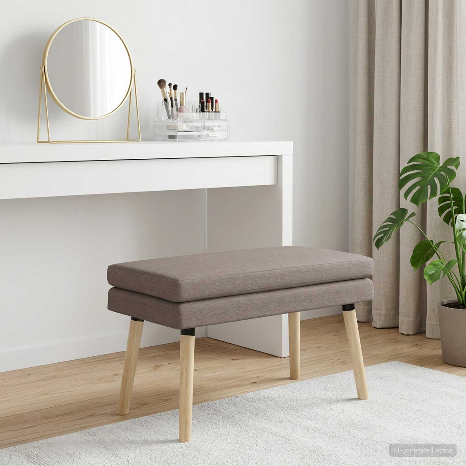 Dubbel Laagige Bank Taupe 80 x 40 x 47 cm Stof