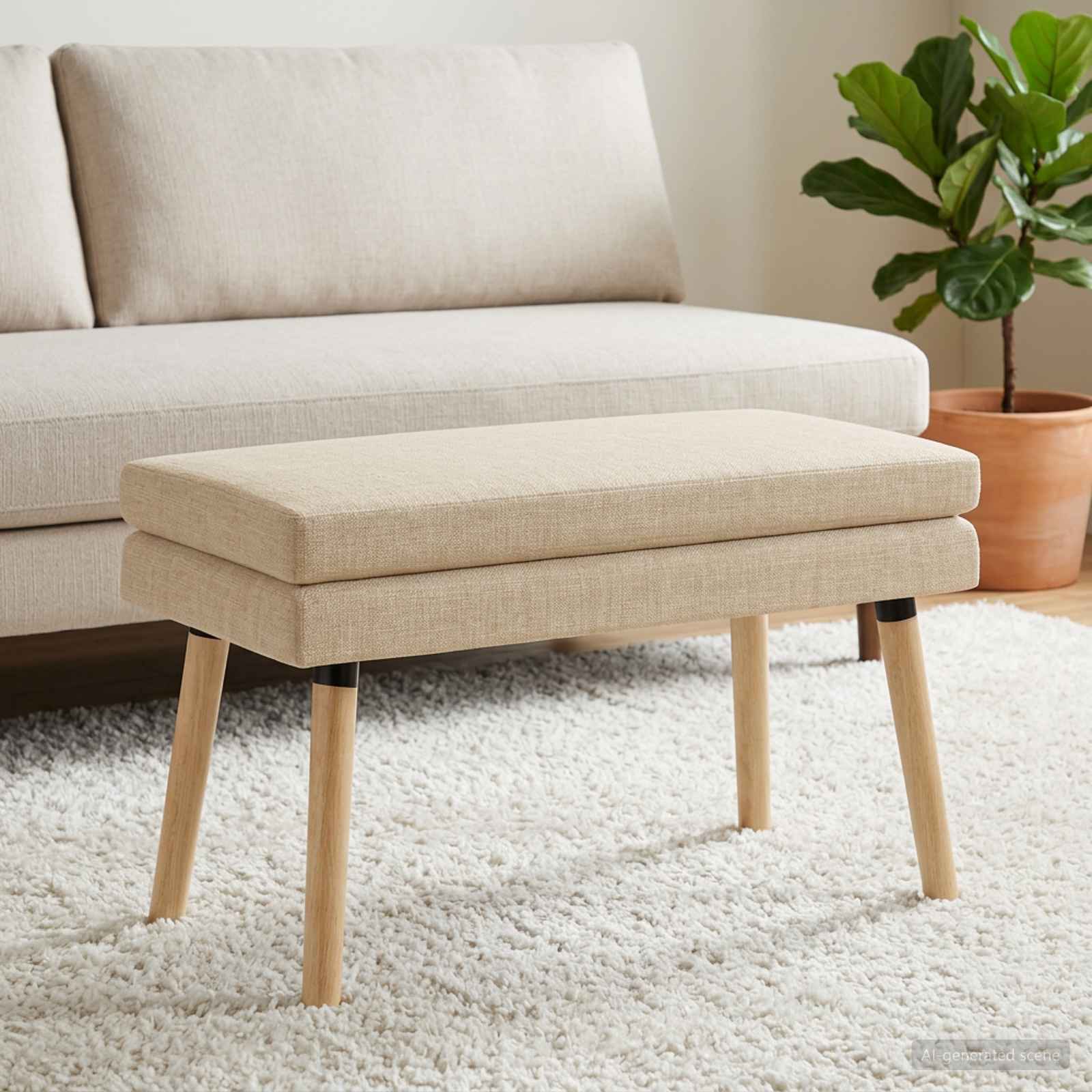 Dubbel Laagige Bank Crèmekleurig 80 x 40 x 47 cm Stof