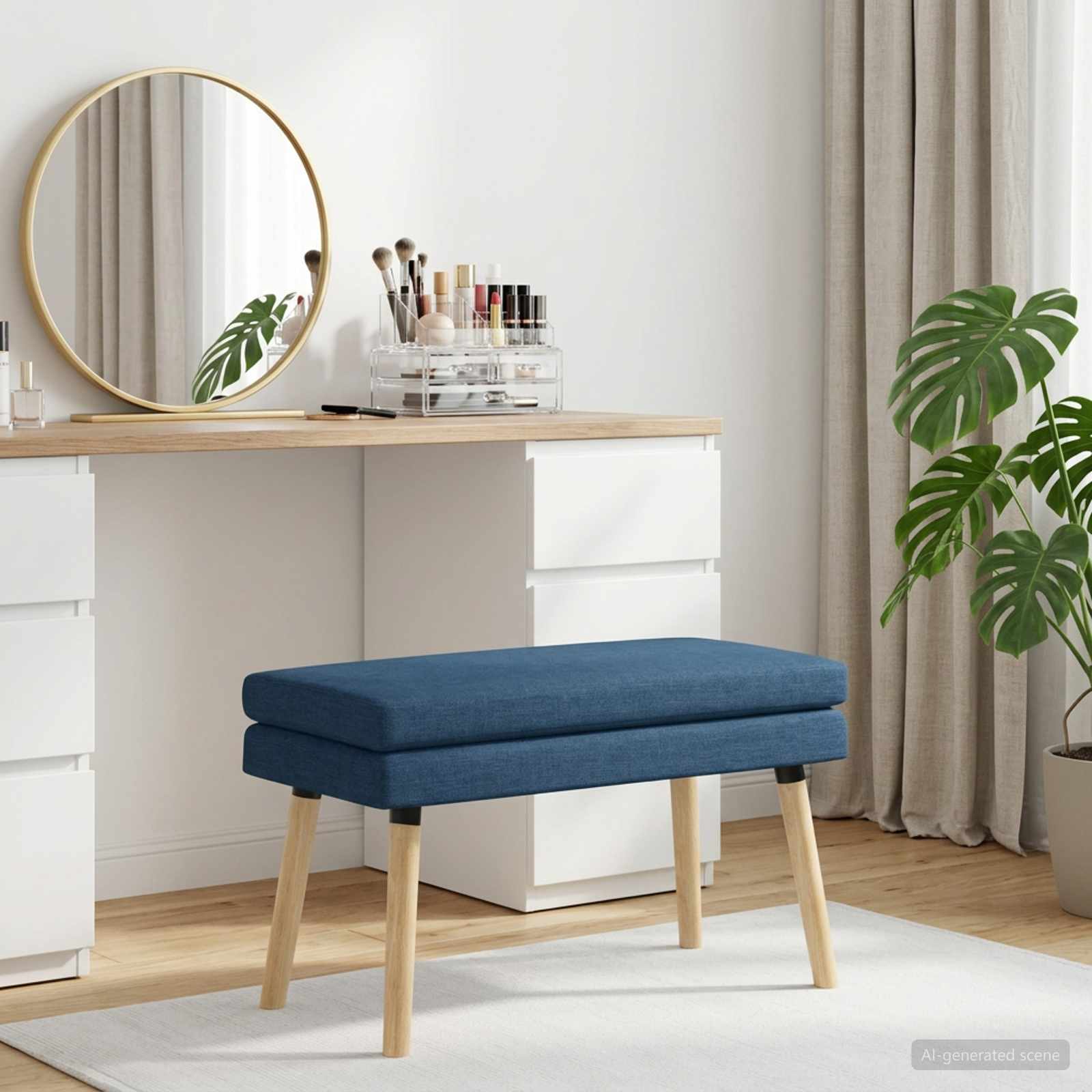 Dubbel Laagige Bank Blauw 80 x 40 x 47 cm Stof