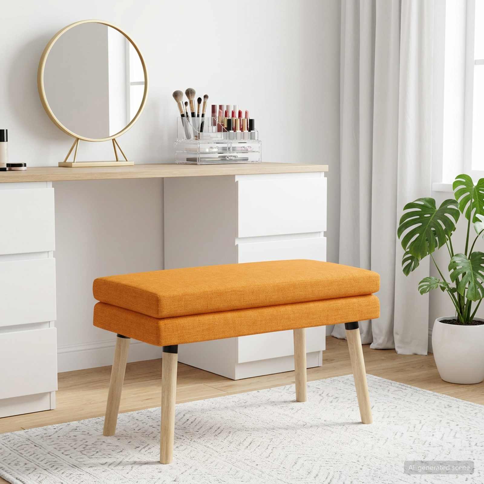 Dubbel Laagige Bank Donkergeel 80 x 40 x 47 cm Stof