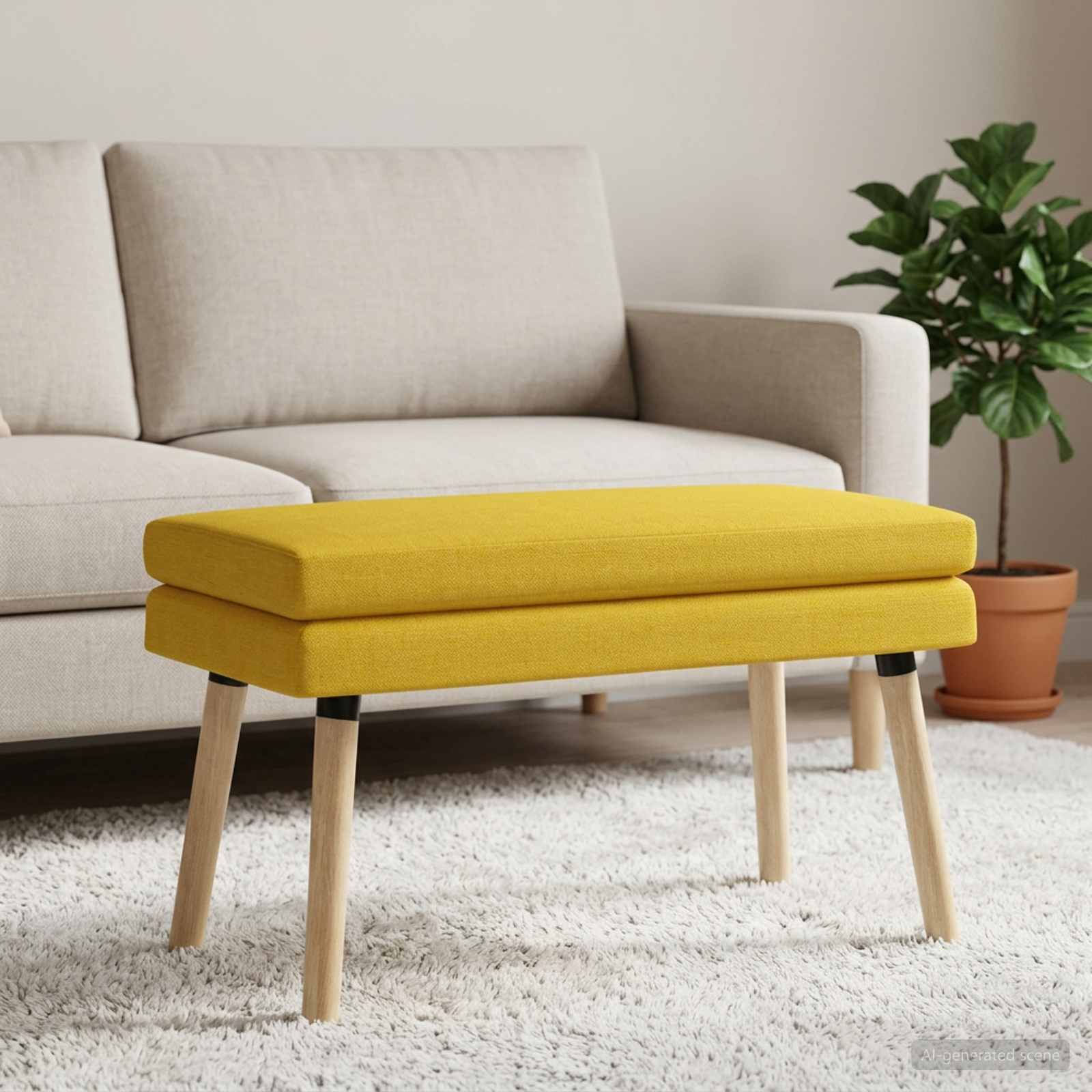 Dubbel Laagige Bank Lichtgeel 80 x 40 x 47 cm Stof
