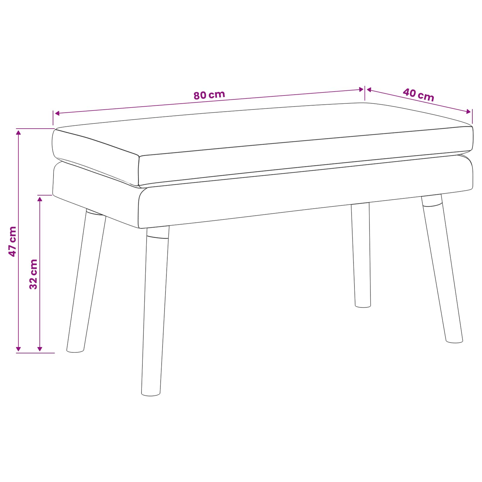 Dubbel Laagige Bank Lichtgeel 80 x 40 x 47 cm Stof