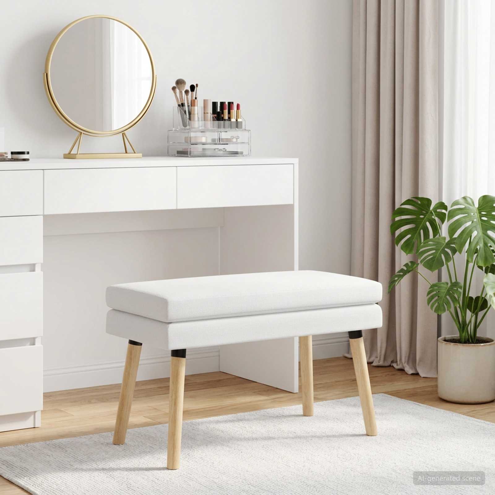 Dubbel Laagige Bank Wit 80 x 40 x 47 cm Stof