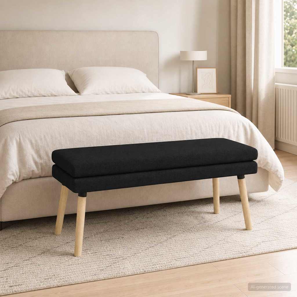 Dubbel Laagige Bank Zwart 110 x 40 x 47 cm Stof