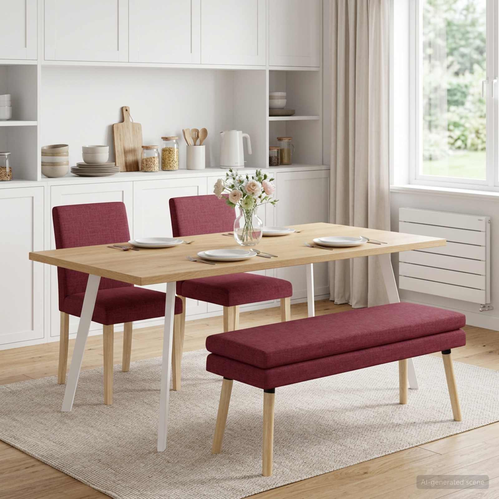 Dubbel Laagige Bank Wijnrood 110 x 40 x 47 cm Stof