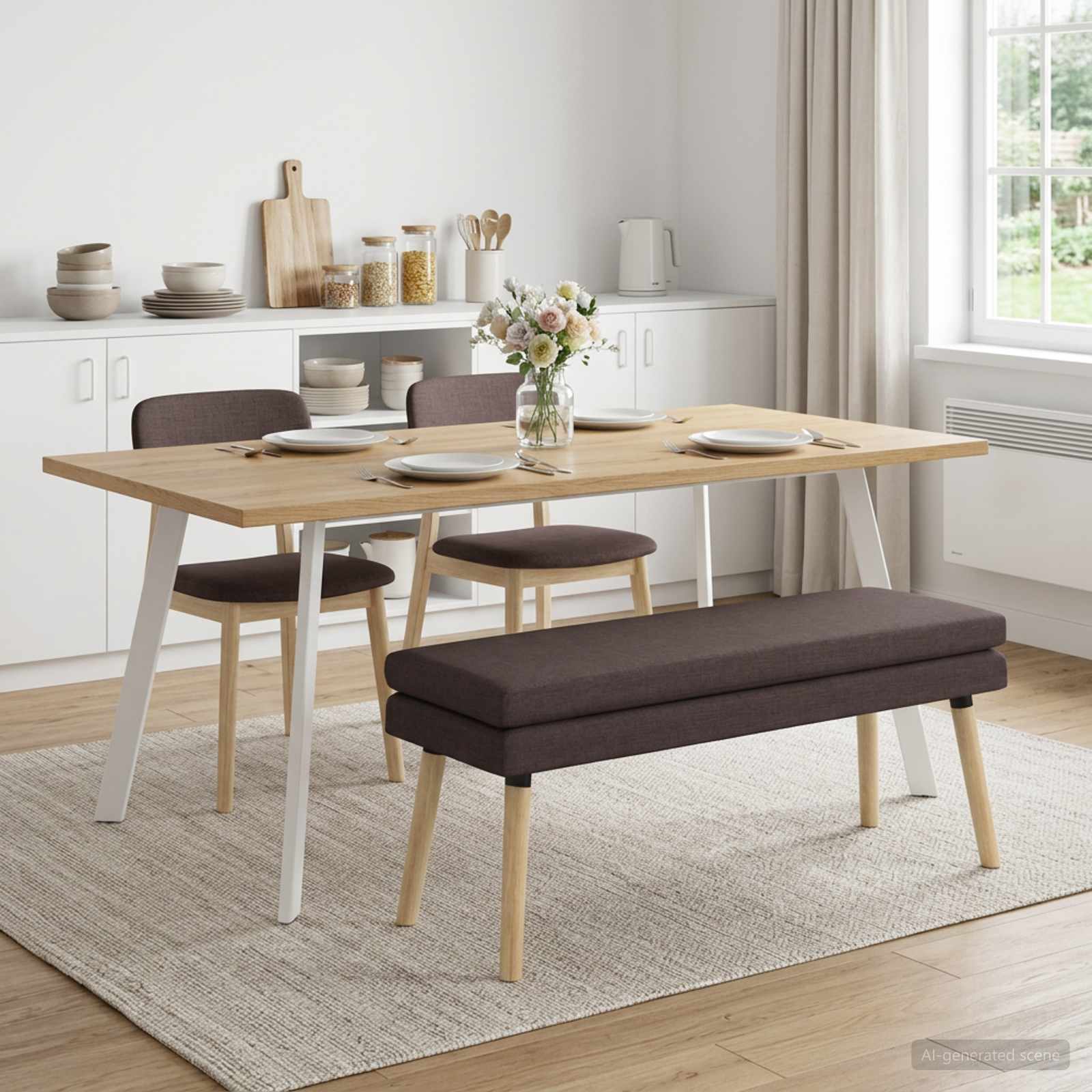 Dubbel Laagige Bank Donkerbruin 110 x 40 x 47 cm Stof