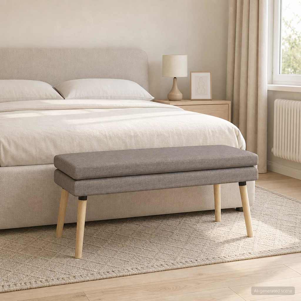 Dubbel Laagige Bank Taupe 110 x 40 x 47 cm Stof