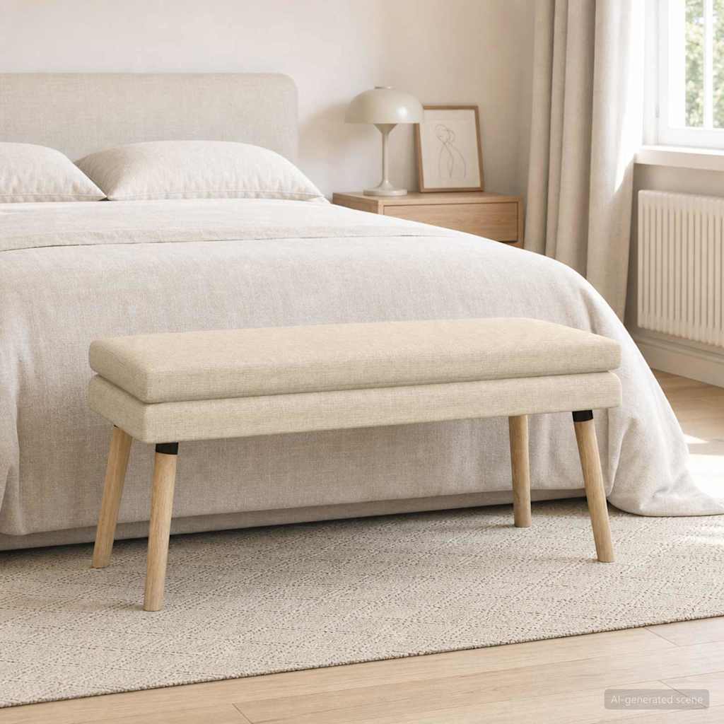 Dubbel Laagige Bank Crèmekleurig 110 x 40 x 47 cm Stof