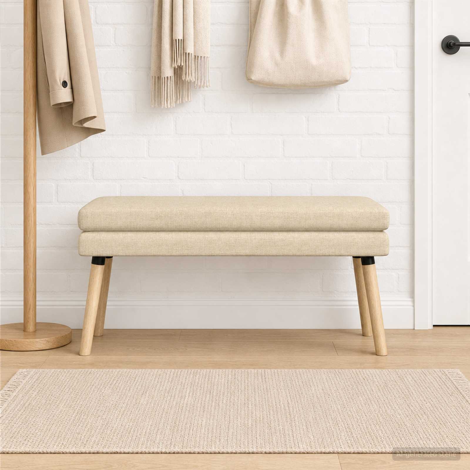 Dubbel Laagige Bank Crèmekleurig 110 x 40 x 47 cm Stof