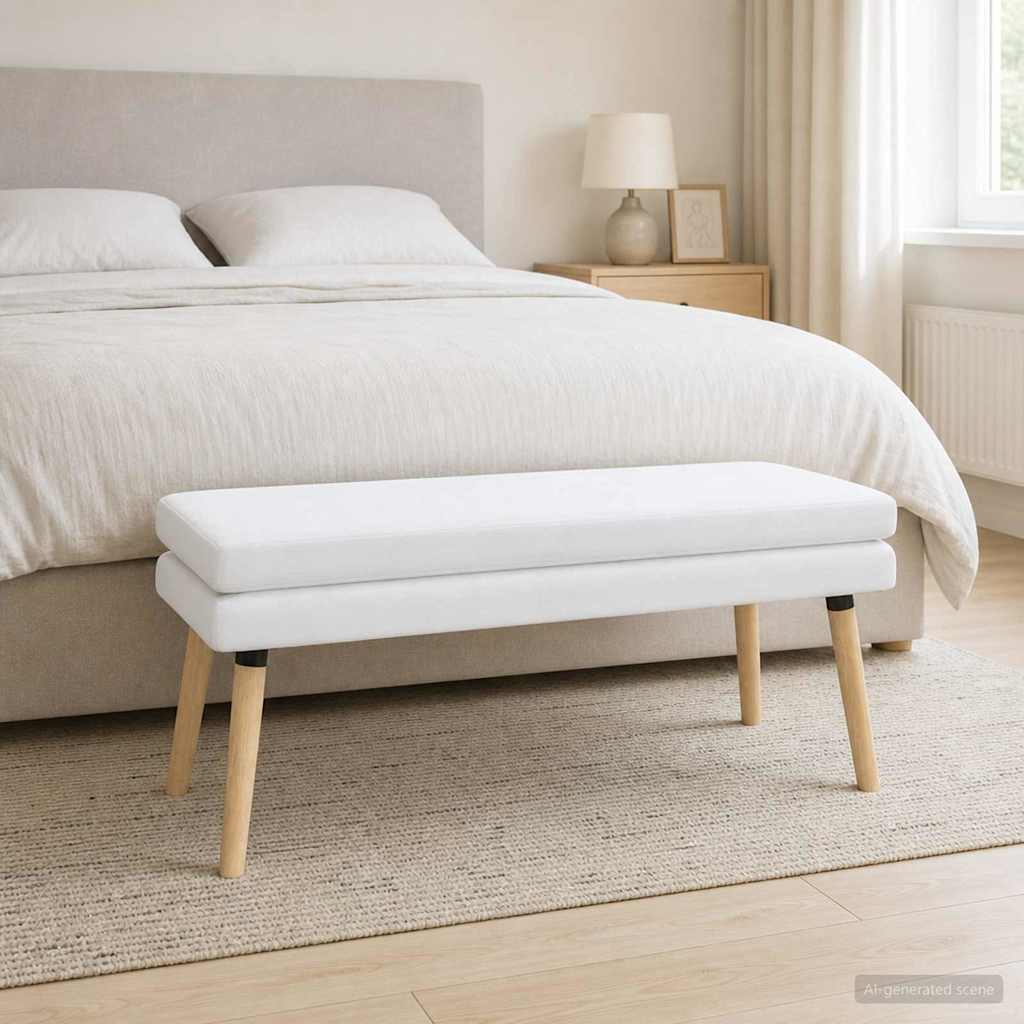 Dubbel Laagige Bank Wit 110 x 40 x 47 cm Stof