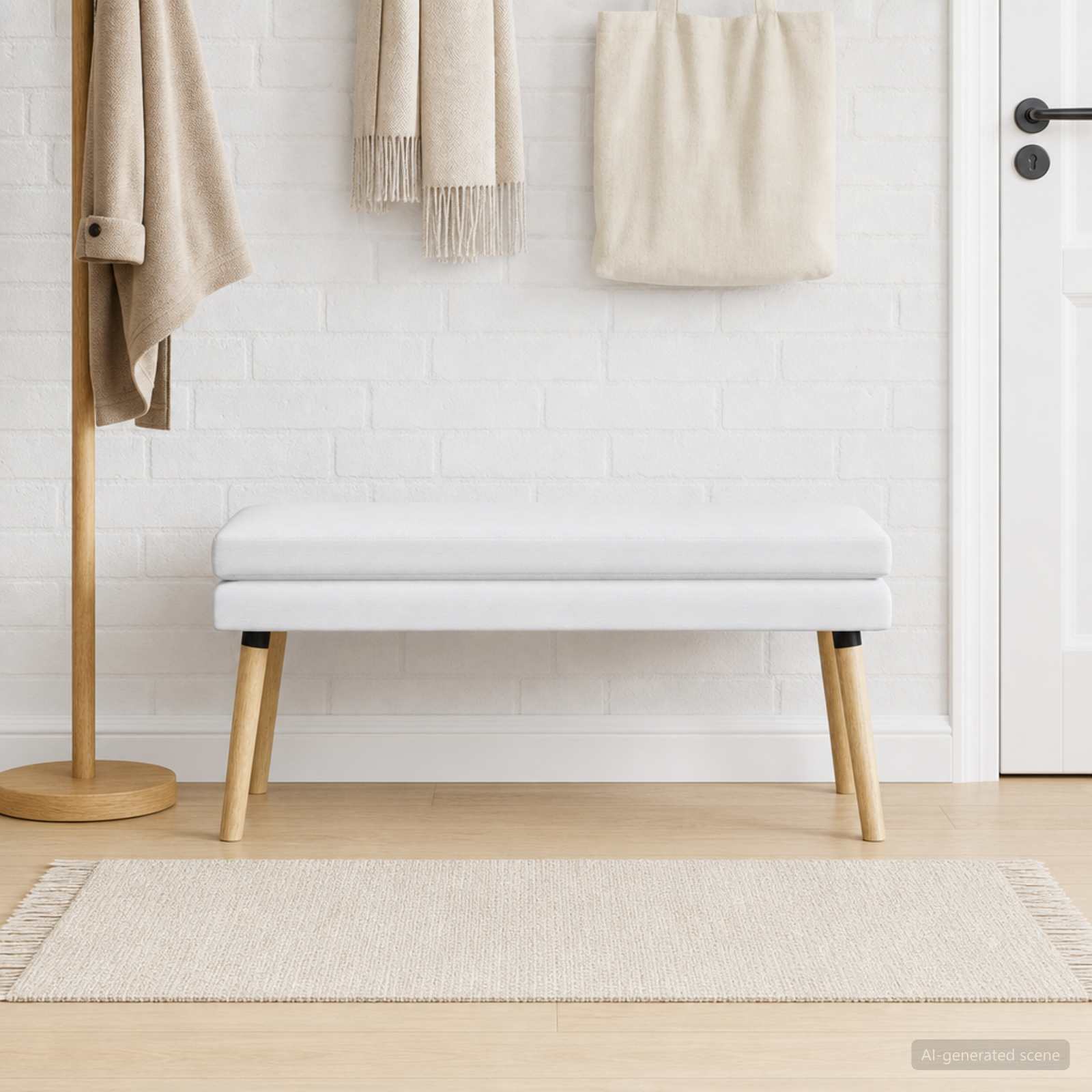 Dubbel Laagige Bank Wit 110 x 40 x 47 cm Stof