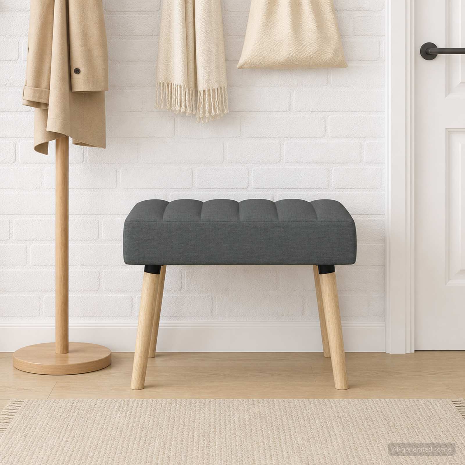 Kanaal-geplooide bank Donkergrijs 60 x 40 x 45 cm Stof