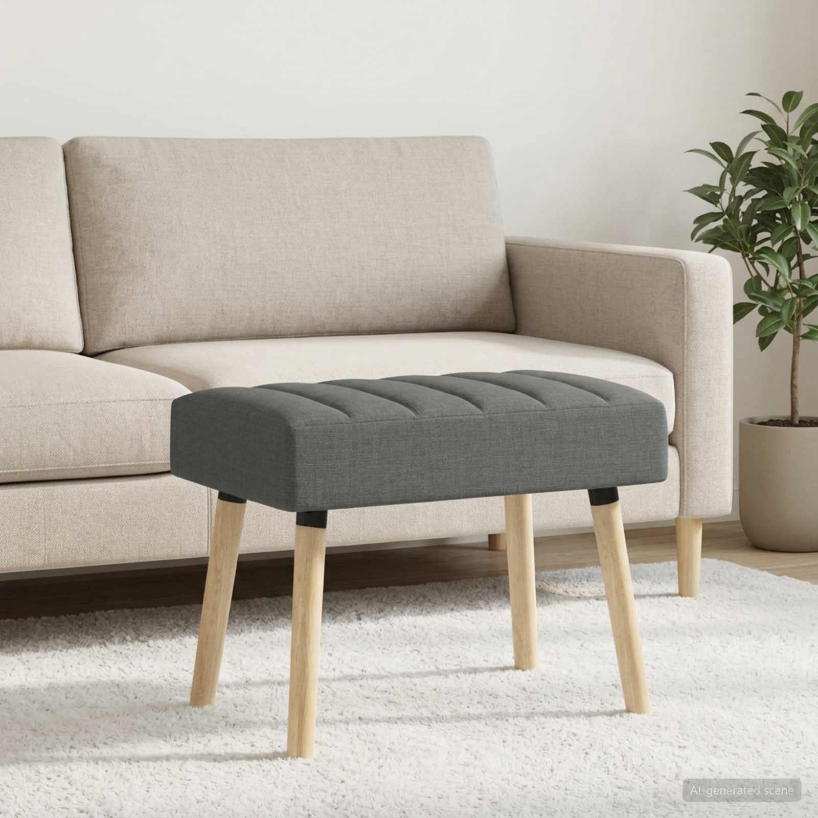 Kanaal-geplooide bank Donkergrijs 60 x 40 x 45 cm Stof