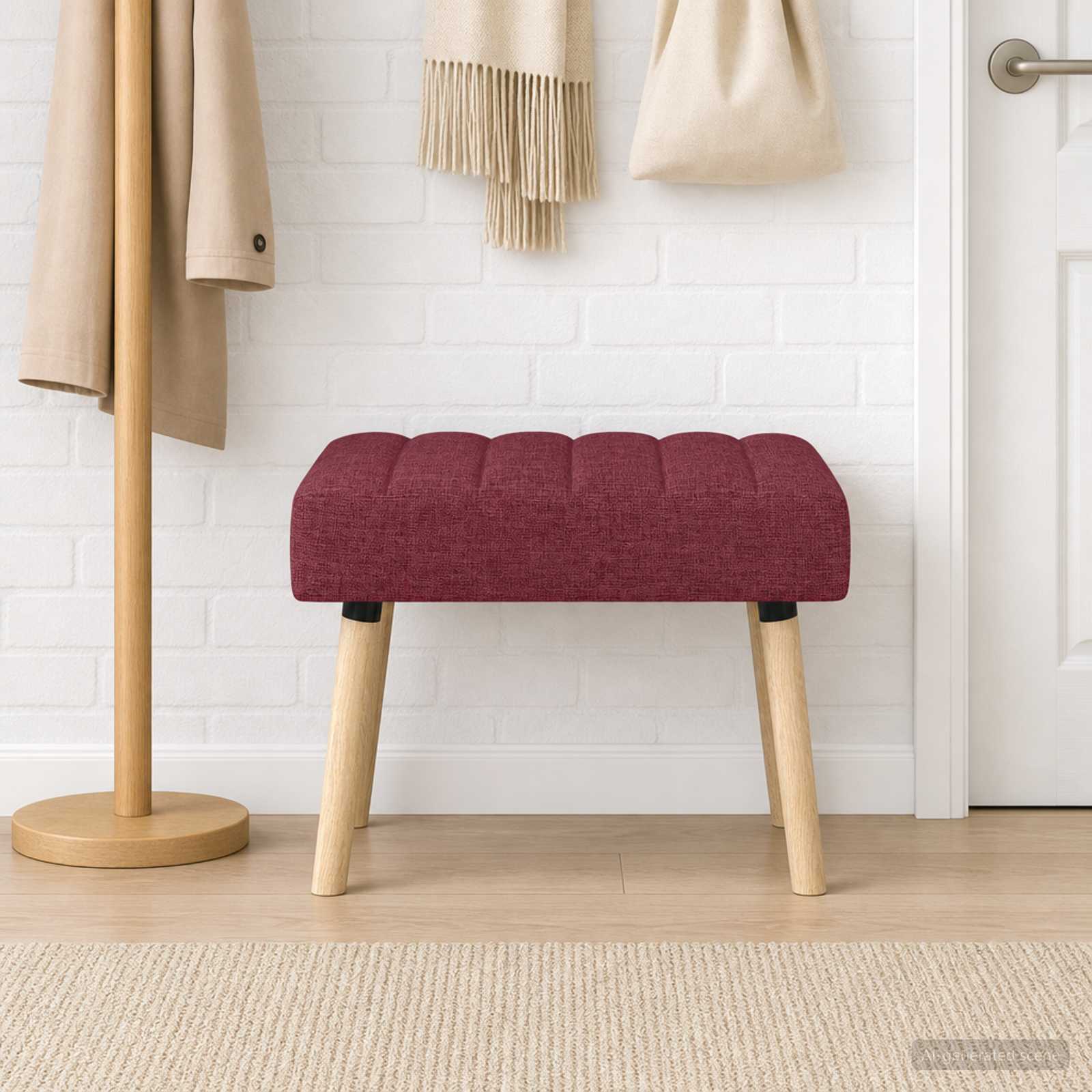 Kanaal-geplooide bank Wijnrood 60 x 40 x 45 cm Stof