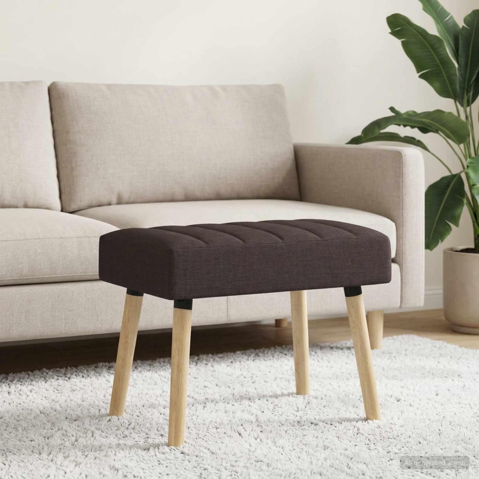 Kanaal-geplooide bank Donkerbruin 60 x 40 x 45 cm Stof