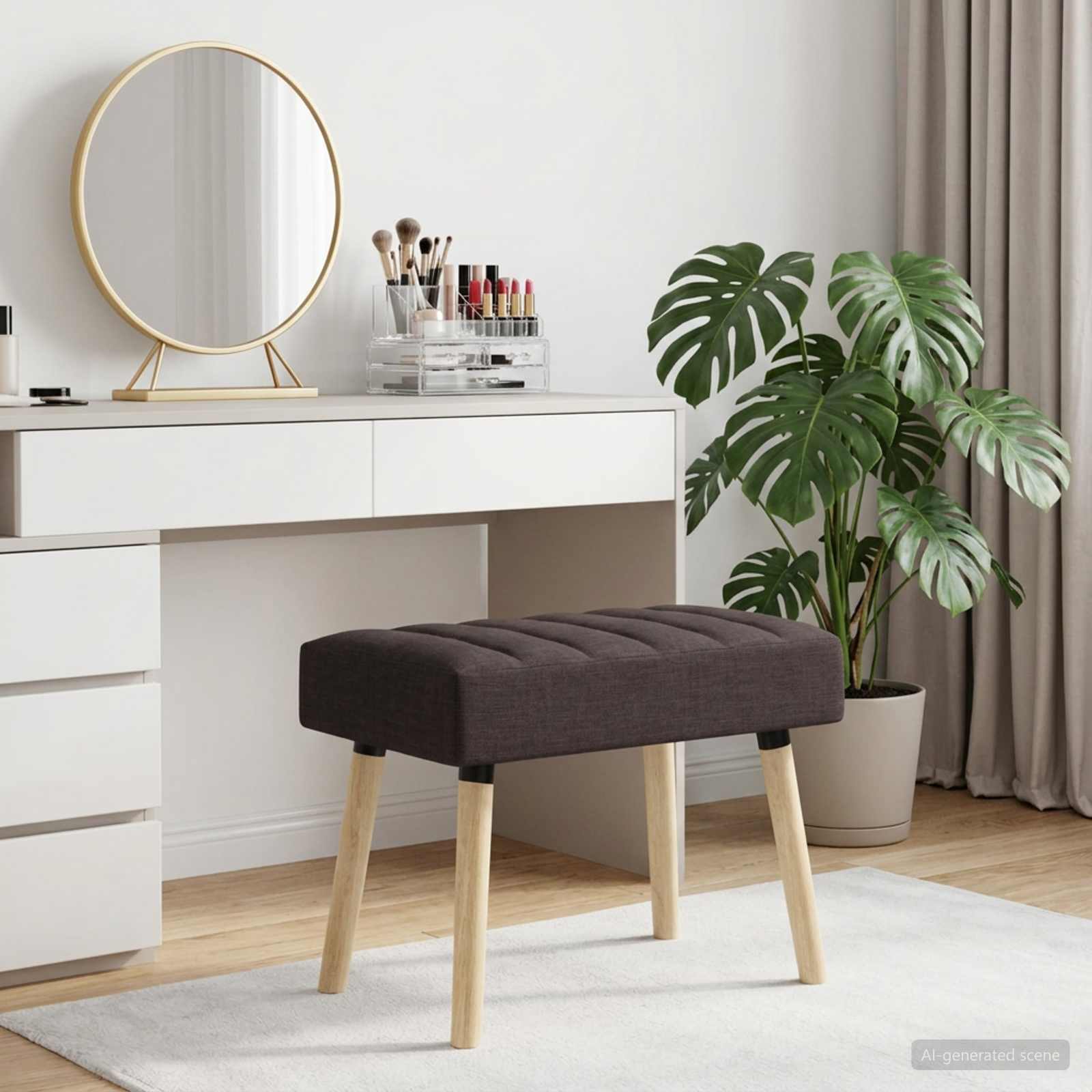Kanaal-geplooide bank Donkerbruin 60 x 40 x 45 cm Stof