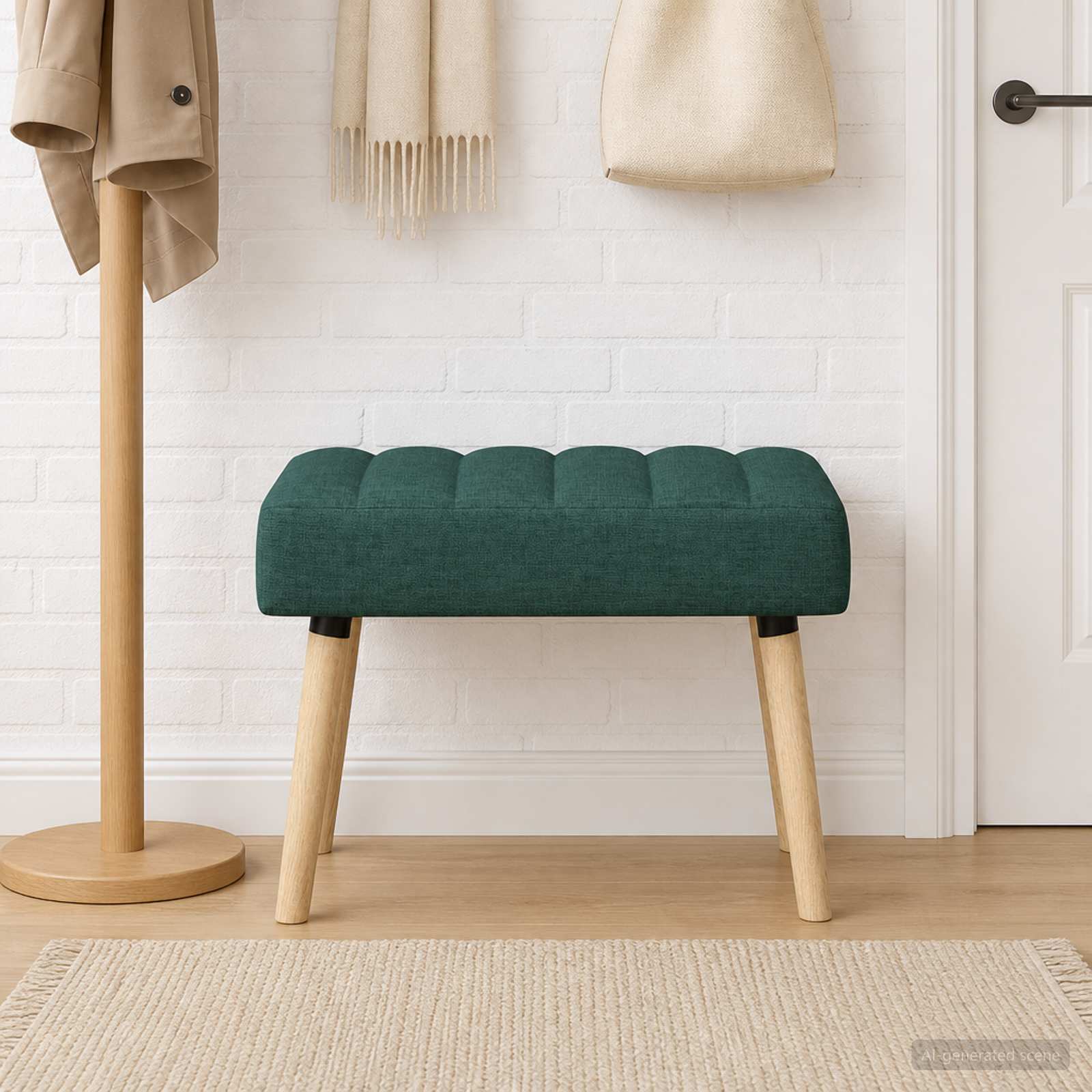 Kanaal-geplooide bank Donkergroen 60 x 40 x 45 cm Stof