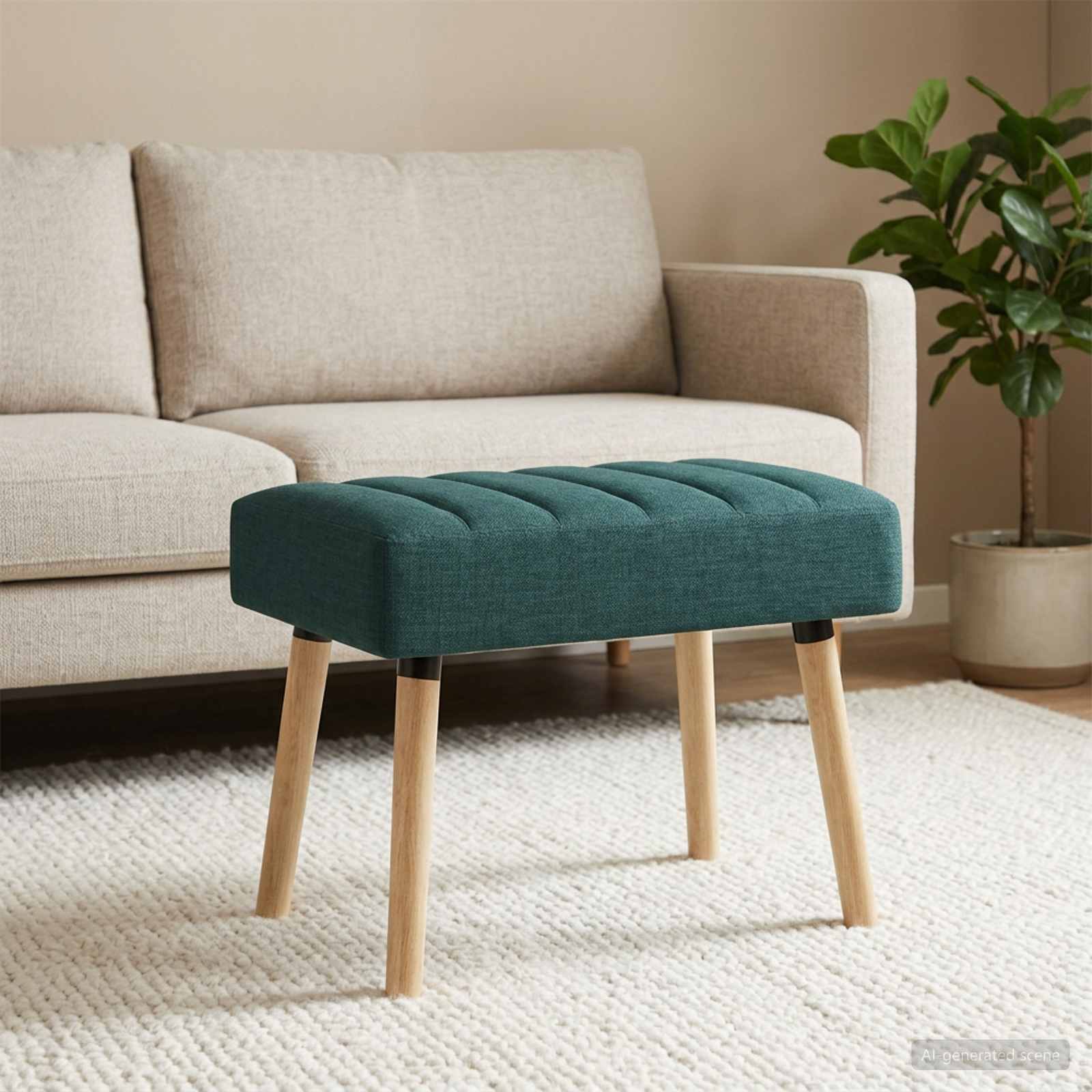 Kanaal-geplooide bank Donkergroen 60 x 40 x 45 cm Stof
