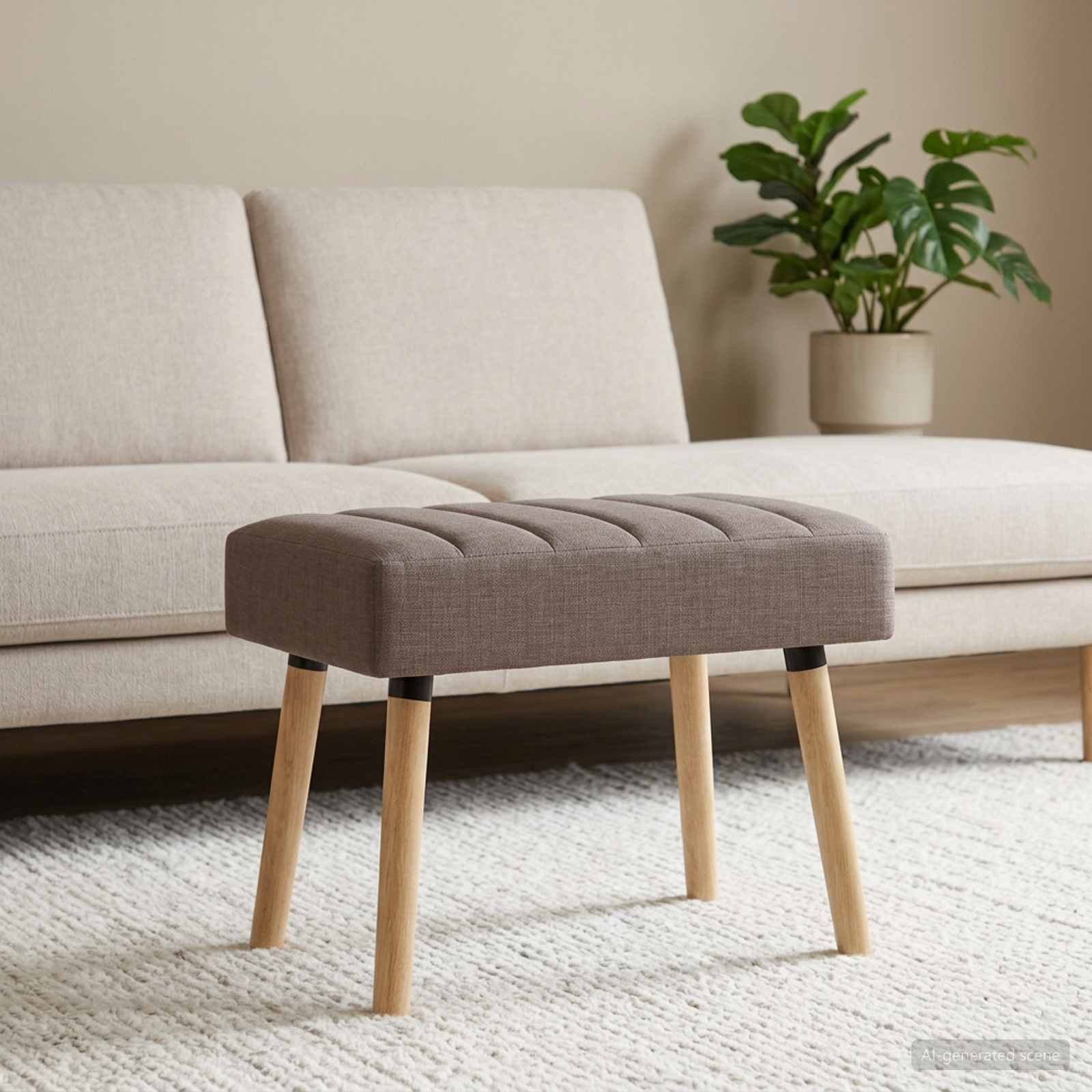 Kanaal-geplooide bank Taupe 60 x 40 x 45 cm Stof