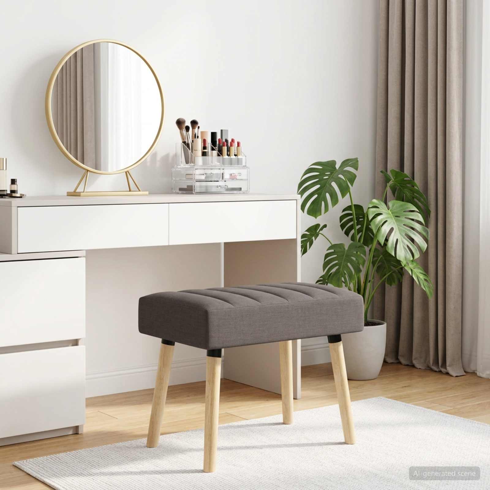 Kanaal-geplooide bank Taupe 60 x 40 x 45 cm Stof