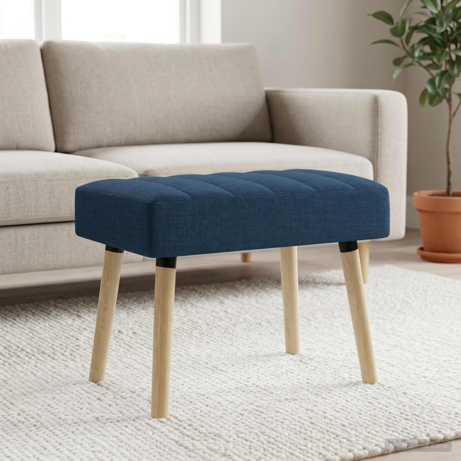 Kanaal-geplooide bank Blauw 60 x 40 x 45 cm Stof
