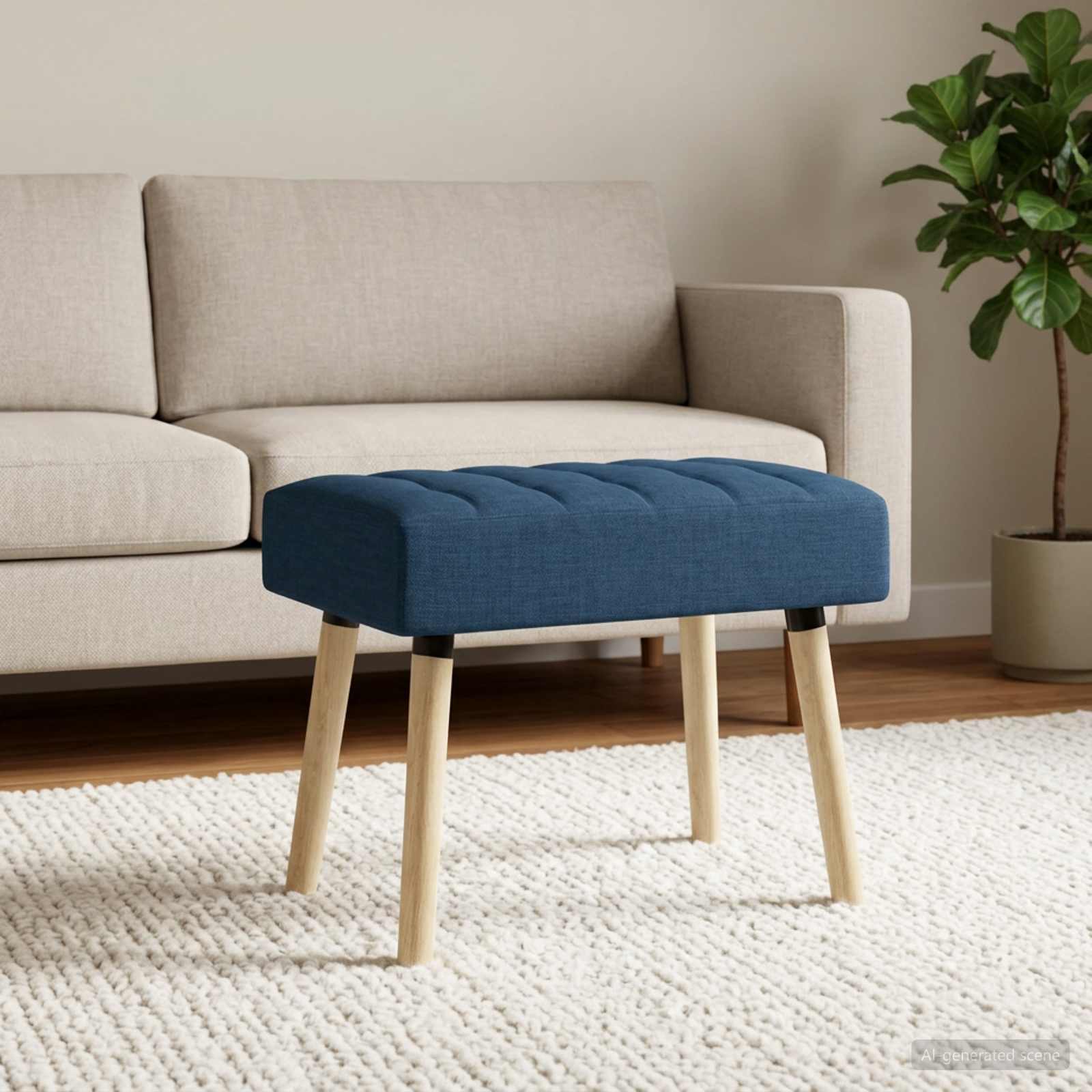 Kanaal-geplooide bank Blauw 60 x 40 x 45 cm Stof