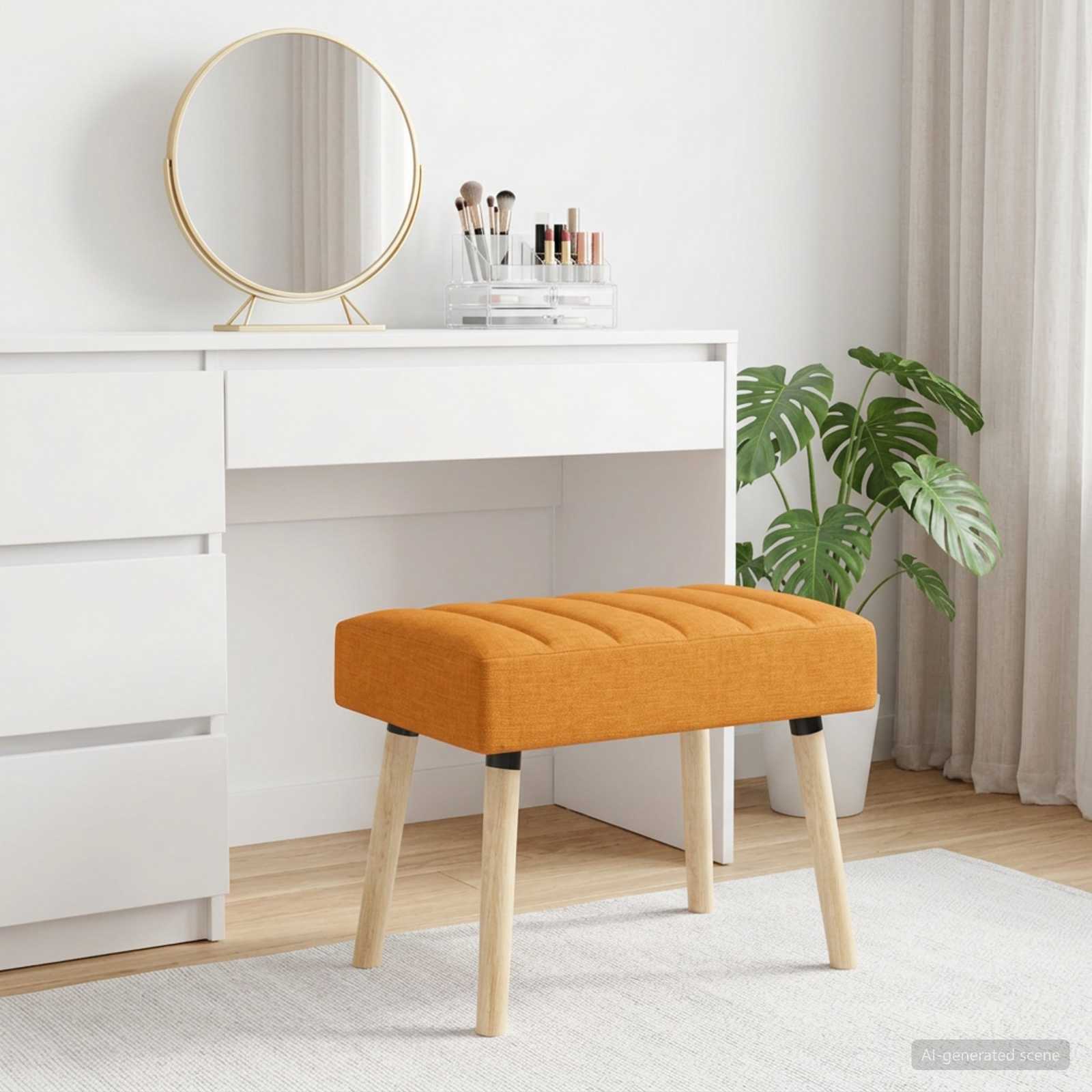 Kanaal-geplooide bank Donkergeel 60 x 40 x 45 cm Stof