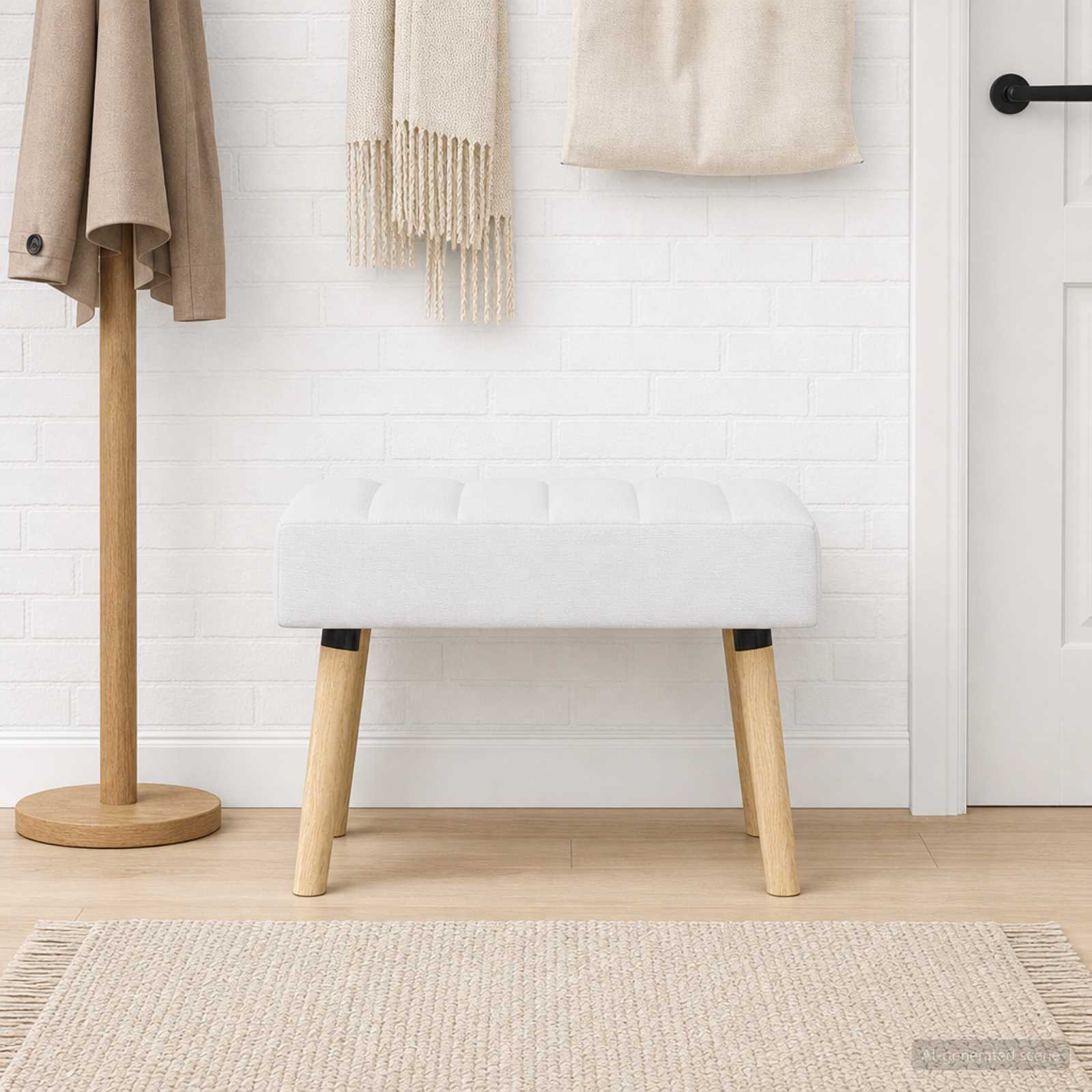 Kanaal-geplooide bank Wit 60 x 40 x 45 cm Stof