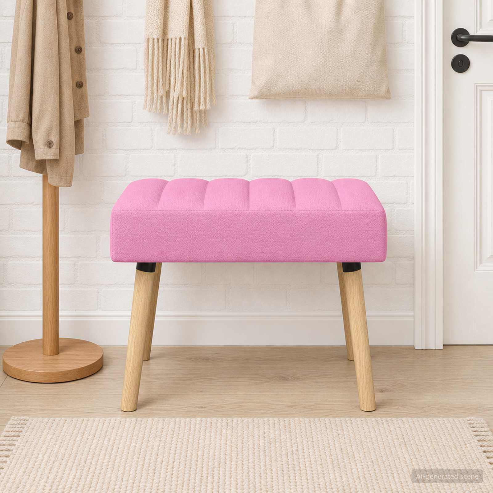 Kanaal-geplooide bank Roze 60 x 40 x 45 cm Stof