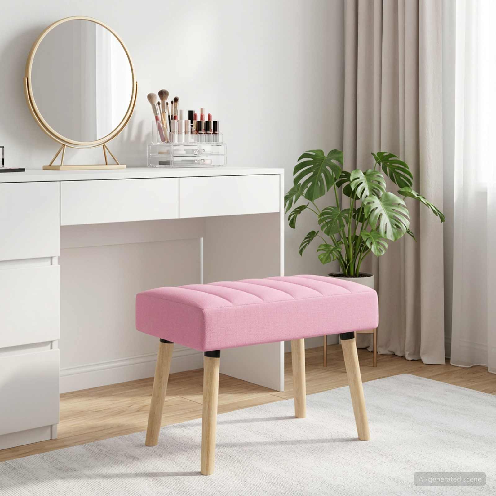 Kanaal-geplooide bank Roze 60 x 40 x 45 cm Stof