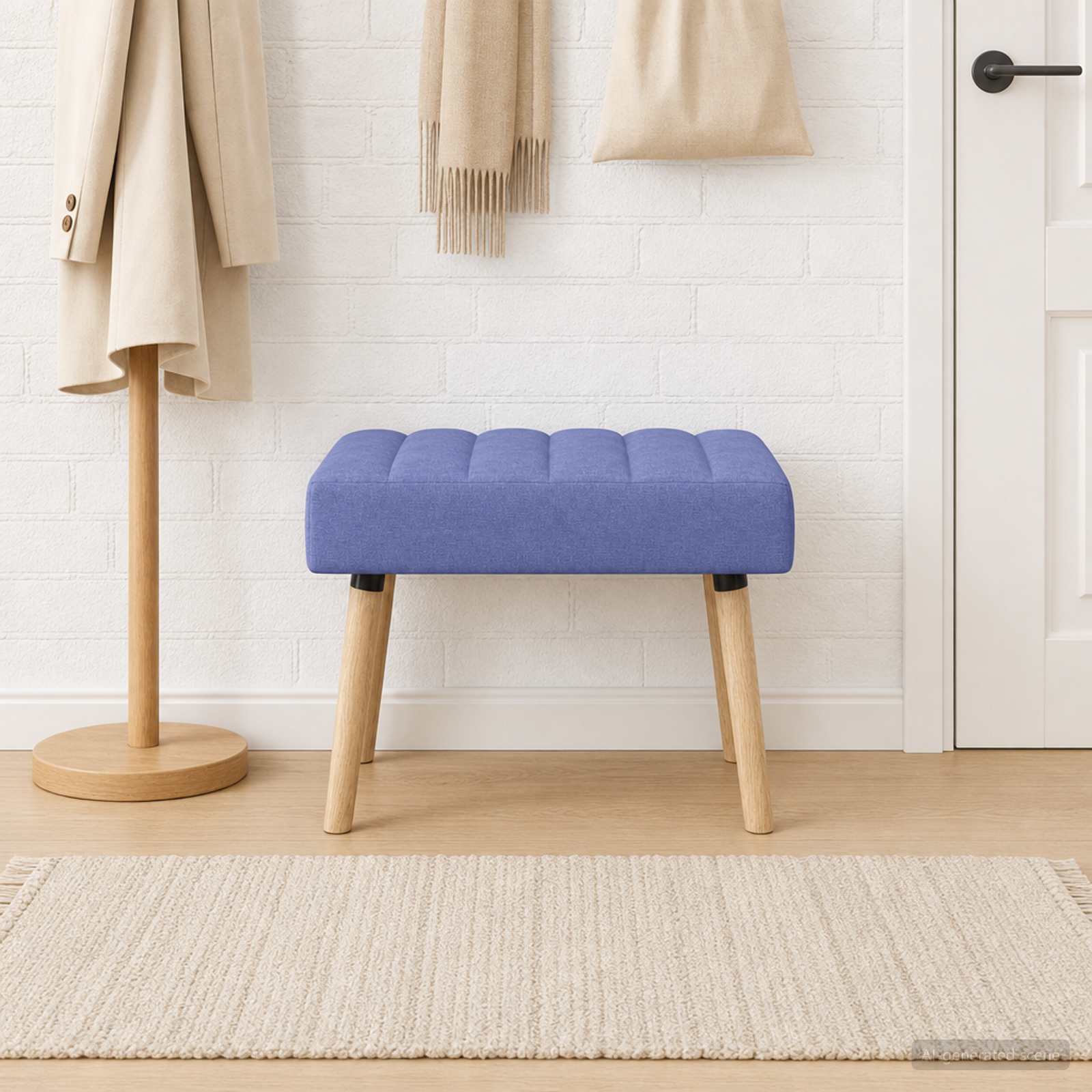 Kanaal-geplooide bank Jeans Blauw 60 x 40 x 45 cm Stof
