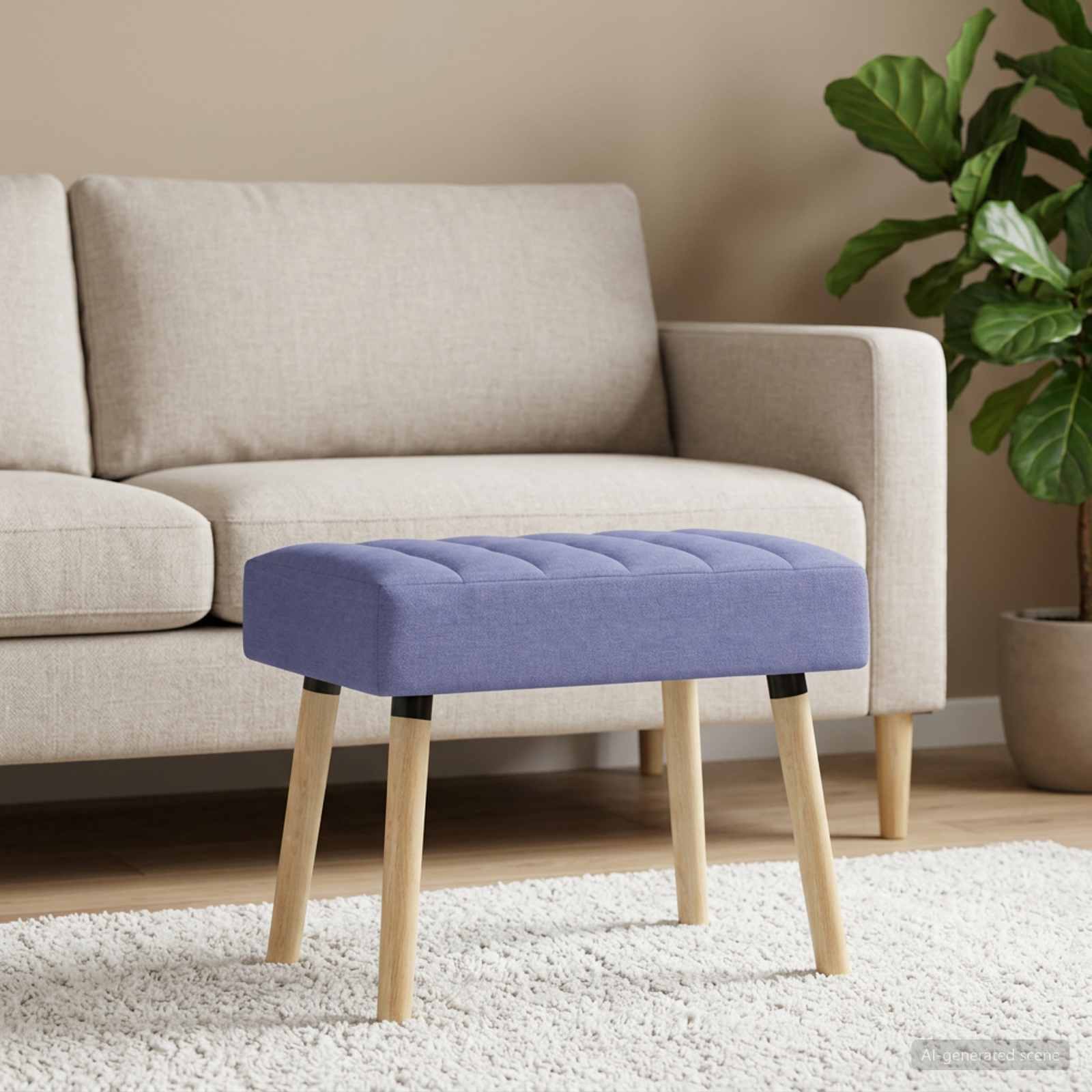 Kanaal-geplooide bank Jeans Blauw 60 x 40 x 45 cm Stof