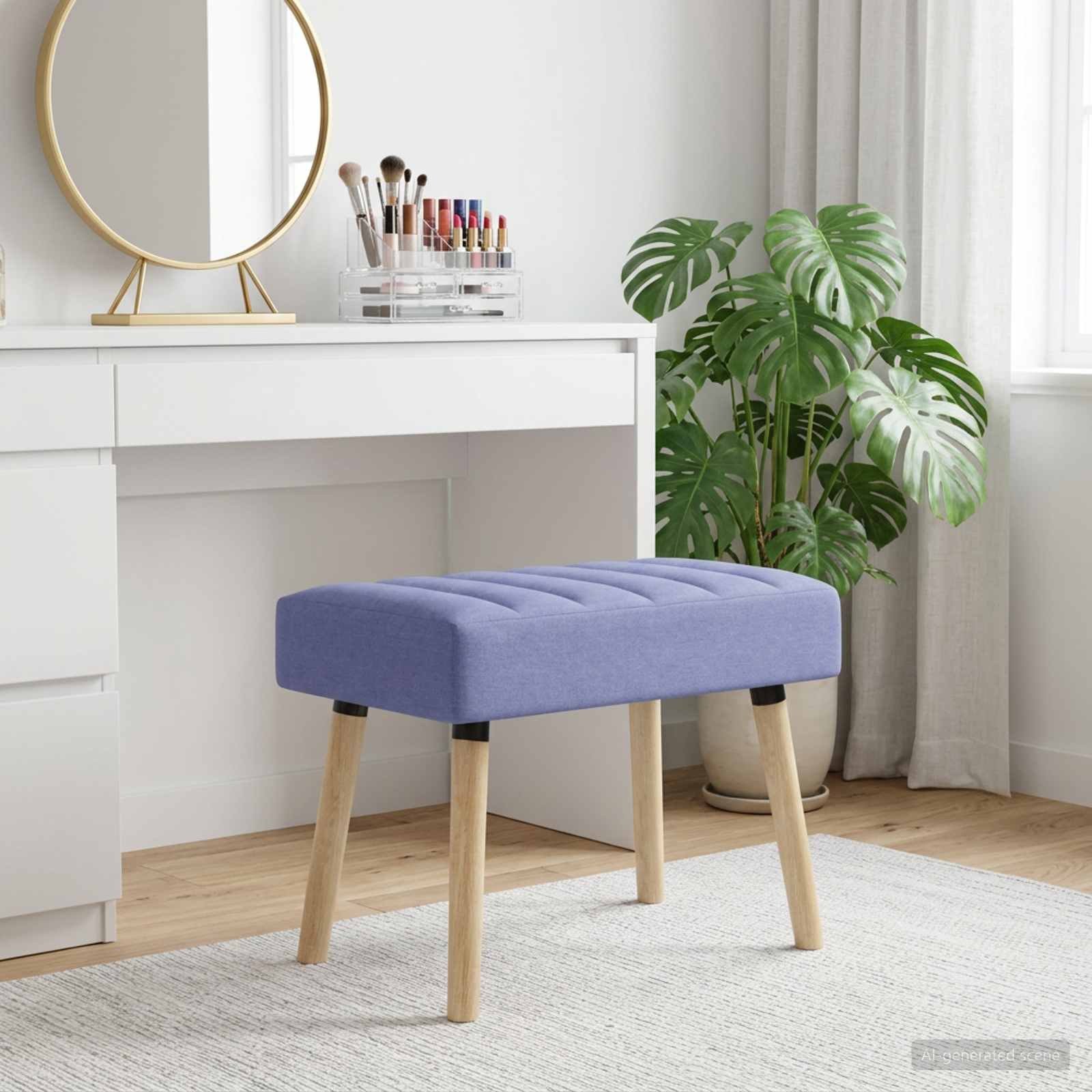 Kanaal-geplooide bank Jeans Blauw 60 x 40 x 45 cm Stof