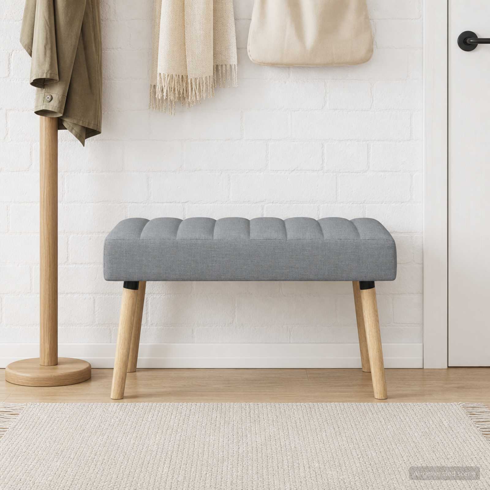 Kanaal-geplooide bank Lichtgrijs 80 x 40 x 46 cm Stof