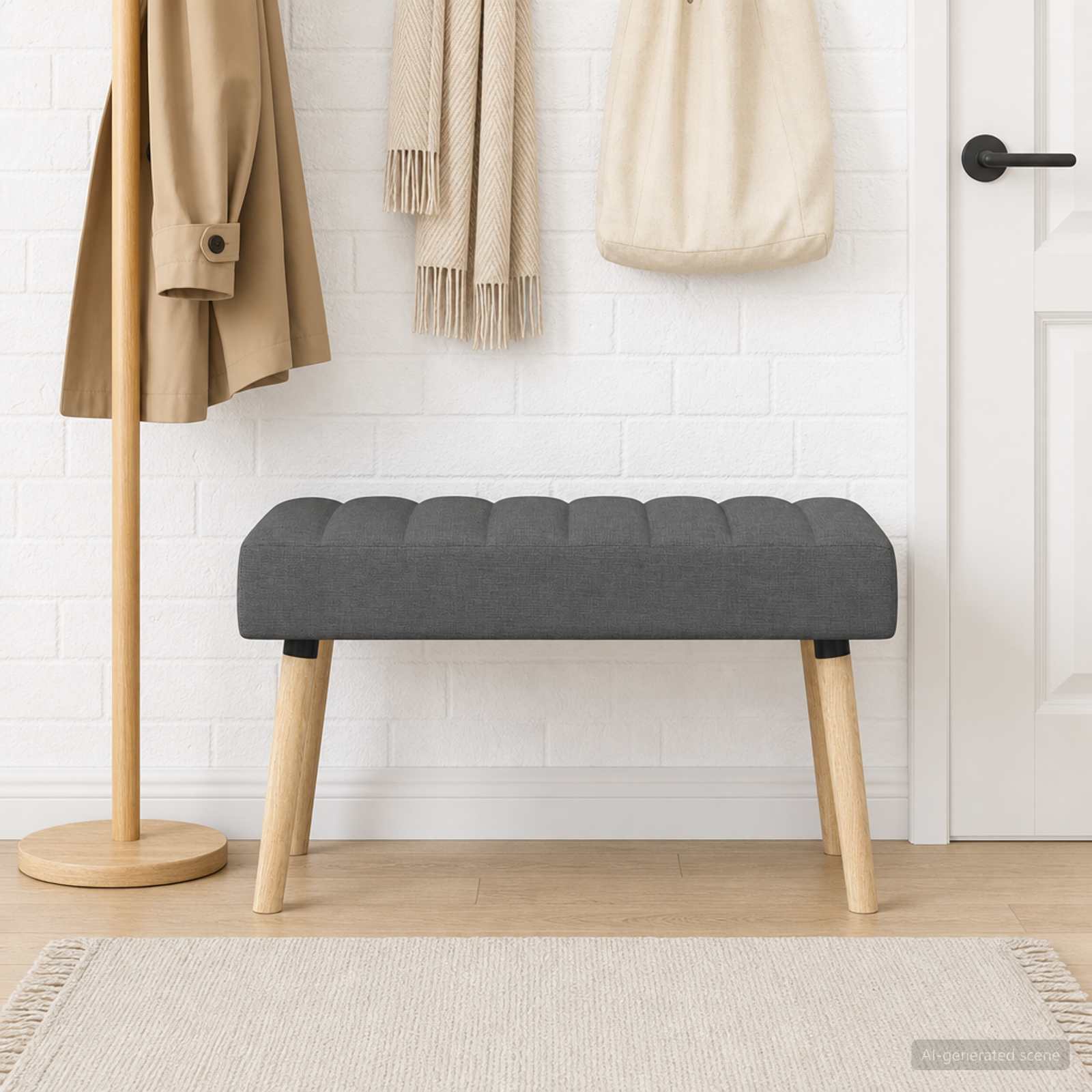 Kanaal-geplooide bank Donkergrijs 80 x 40 x 46 cm Stof