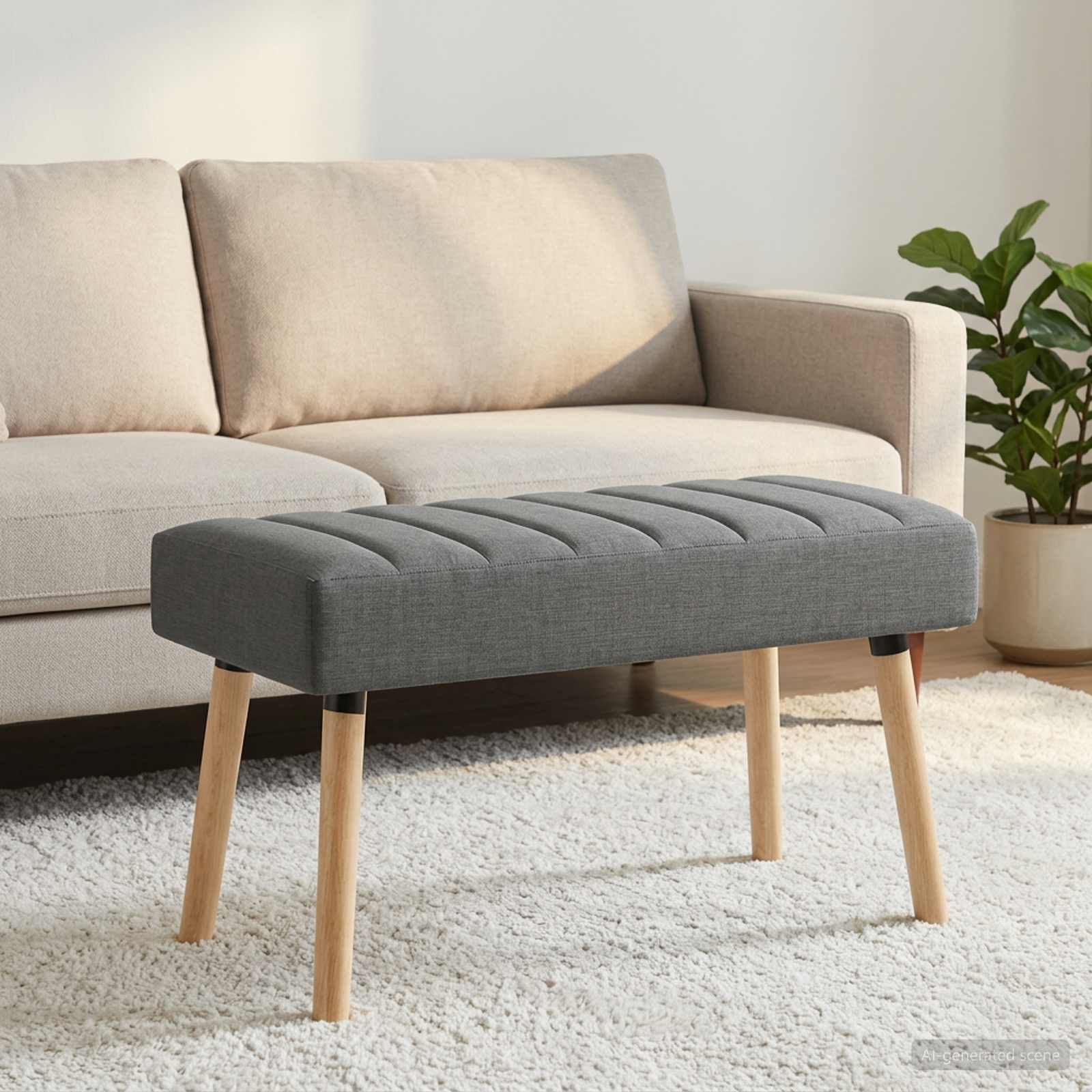 Kanaal-geplooide bank Donkergrijs 80 x 40 x 46 cm Stof