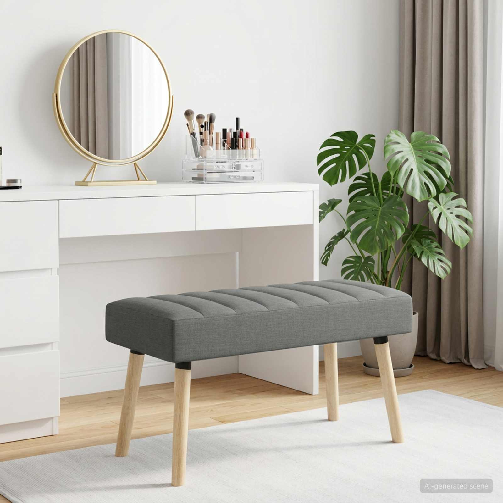 Kanaal-geplooide bank Donkergrijs 80 x 40 x 46 cm Stof