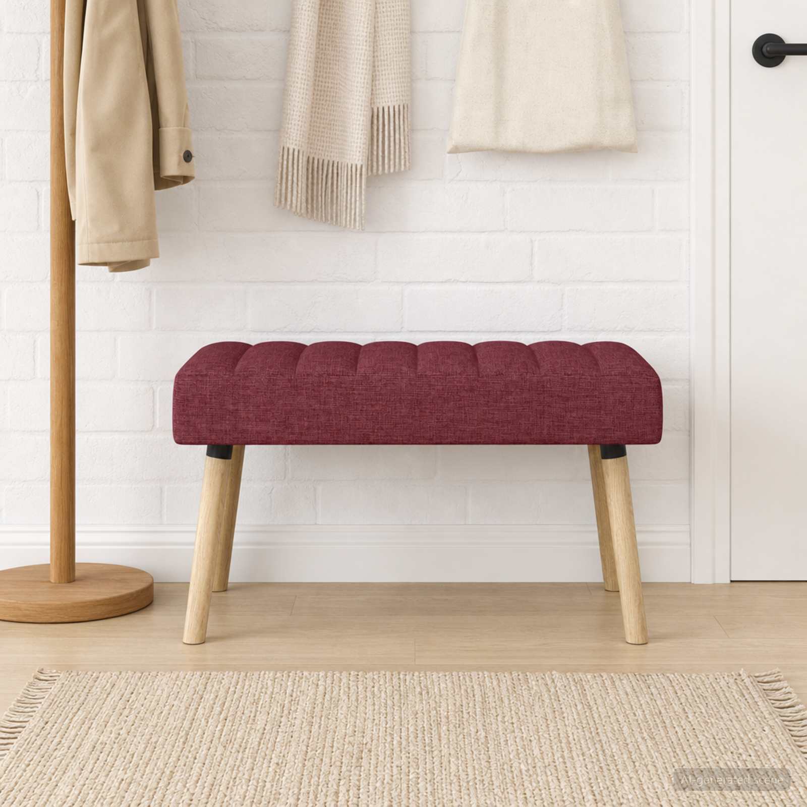 Kanaal-geplooide bank Wijnrood 80 x 40 x 46 cm Stof