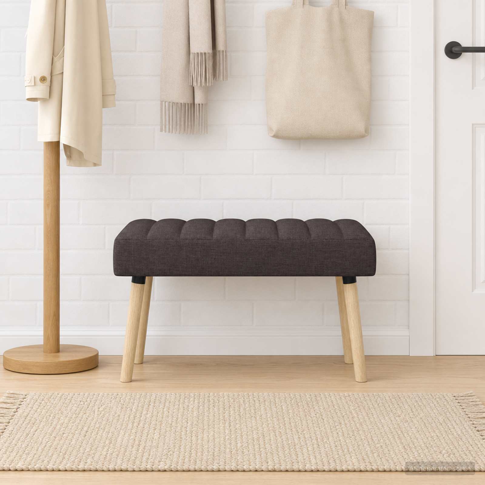 Kanaal-geplooide bank Donkerbruin 80 x 40 x 46 cm Stof