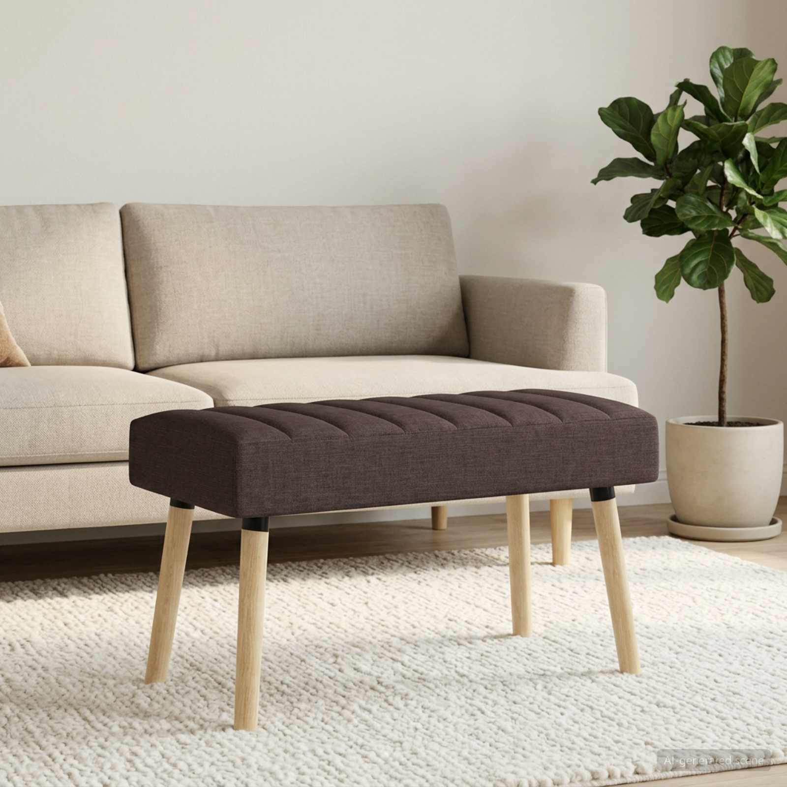 Kanaal-geplooide bank Donkerbruin 80 x 40 x 46 cm Stof