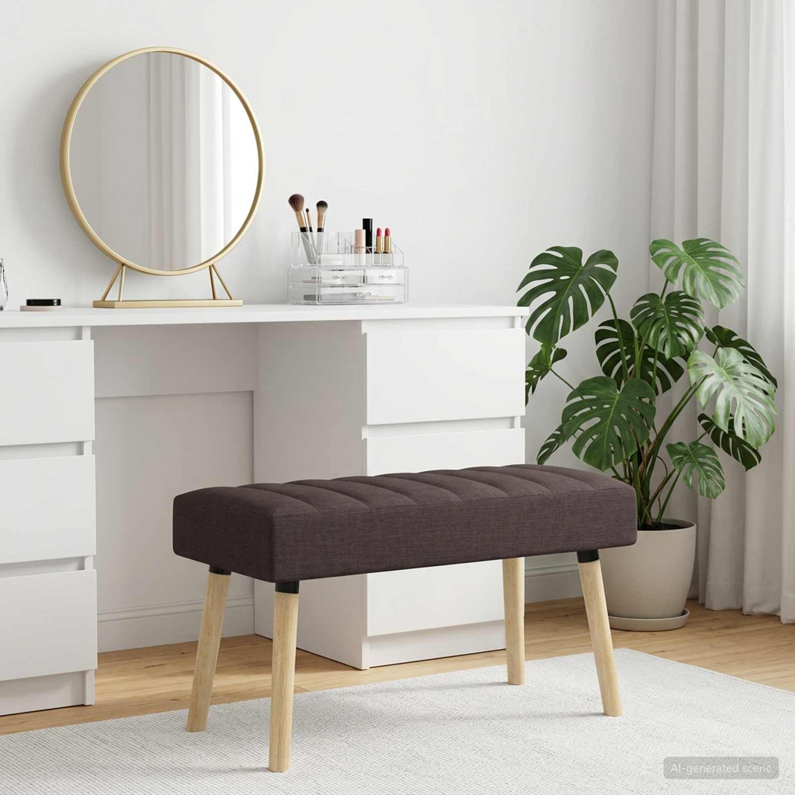 Kanaal-geplooide bank Donkerbruin 80 x 40 x 46 cm Stof